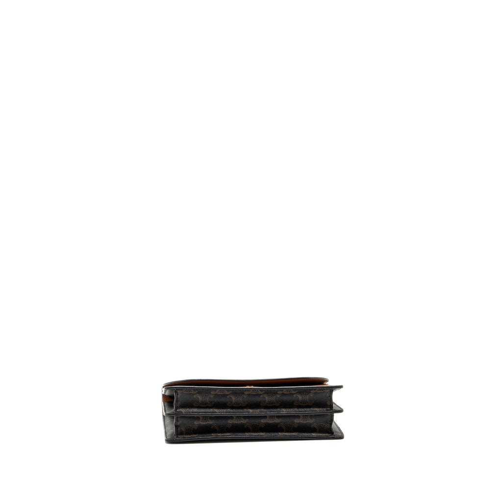 celine-wallet-on-strap-triomphe-canvas-lambskin-tan-ghw-1