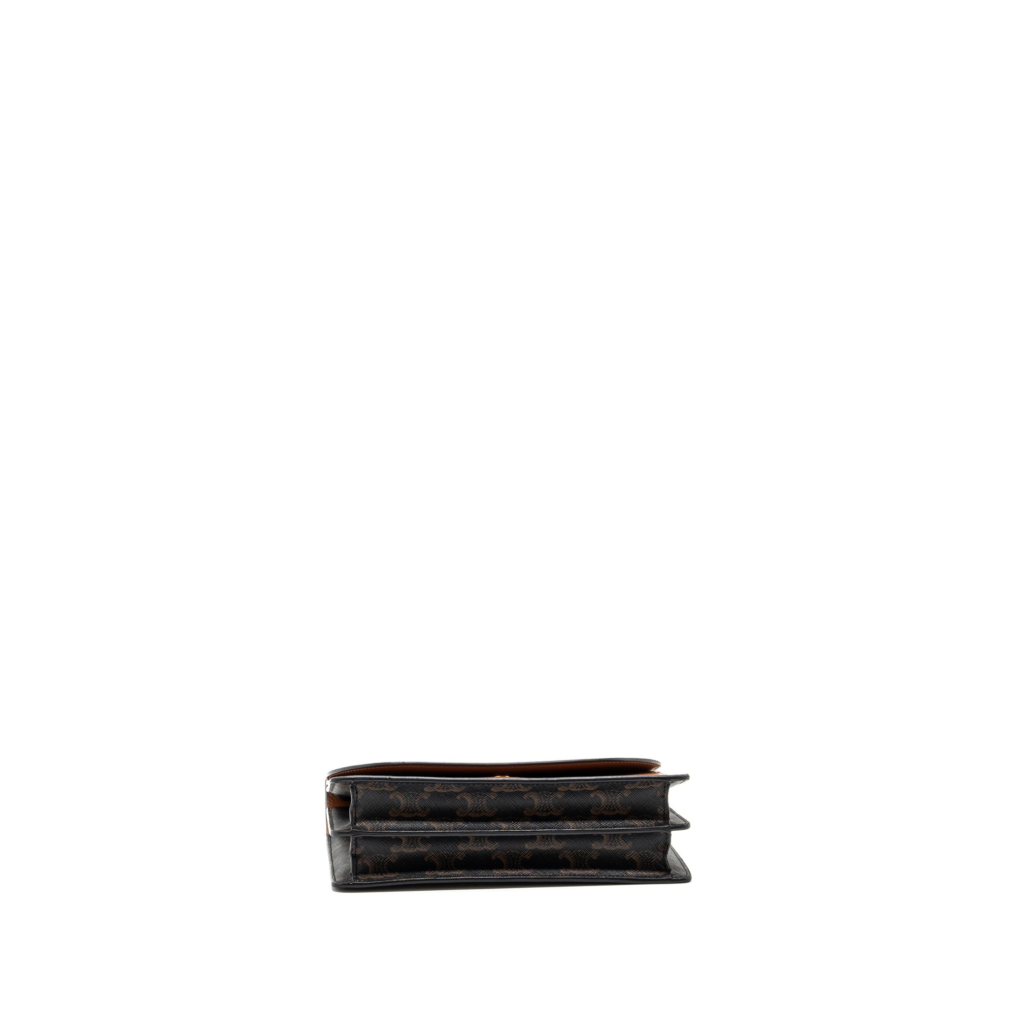celine-wallet-on-strap-triomphe-canvas-lambskin-tan-ghw-1