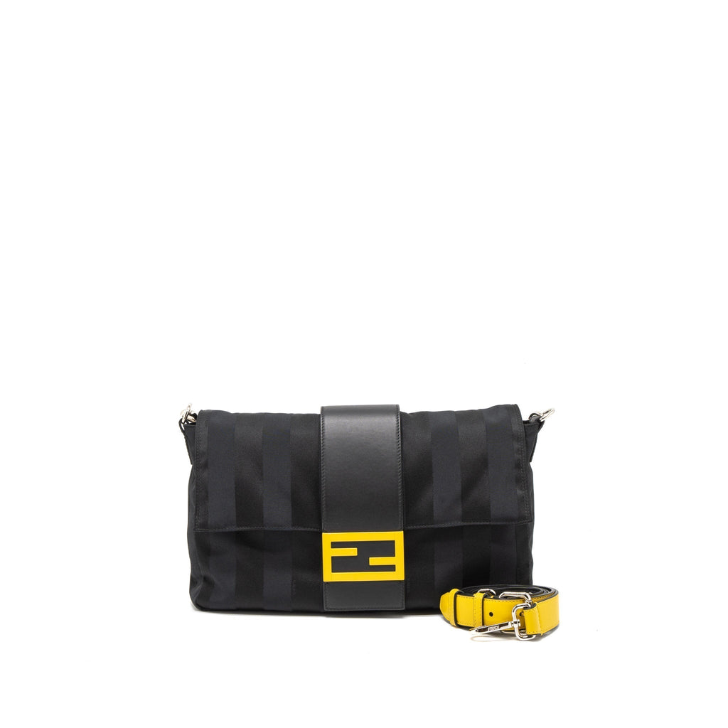 fendi-20fw-large-baguette-bag-nylon-leather-black-yellow-shw