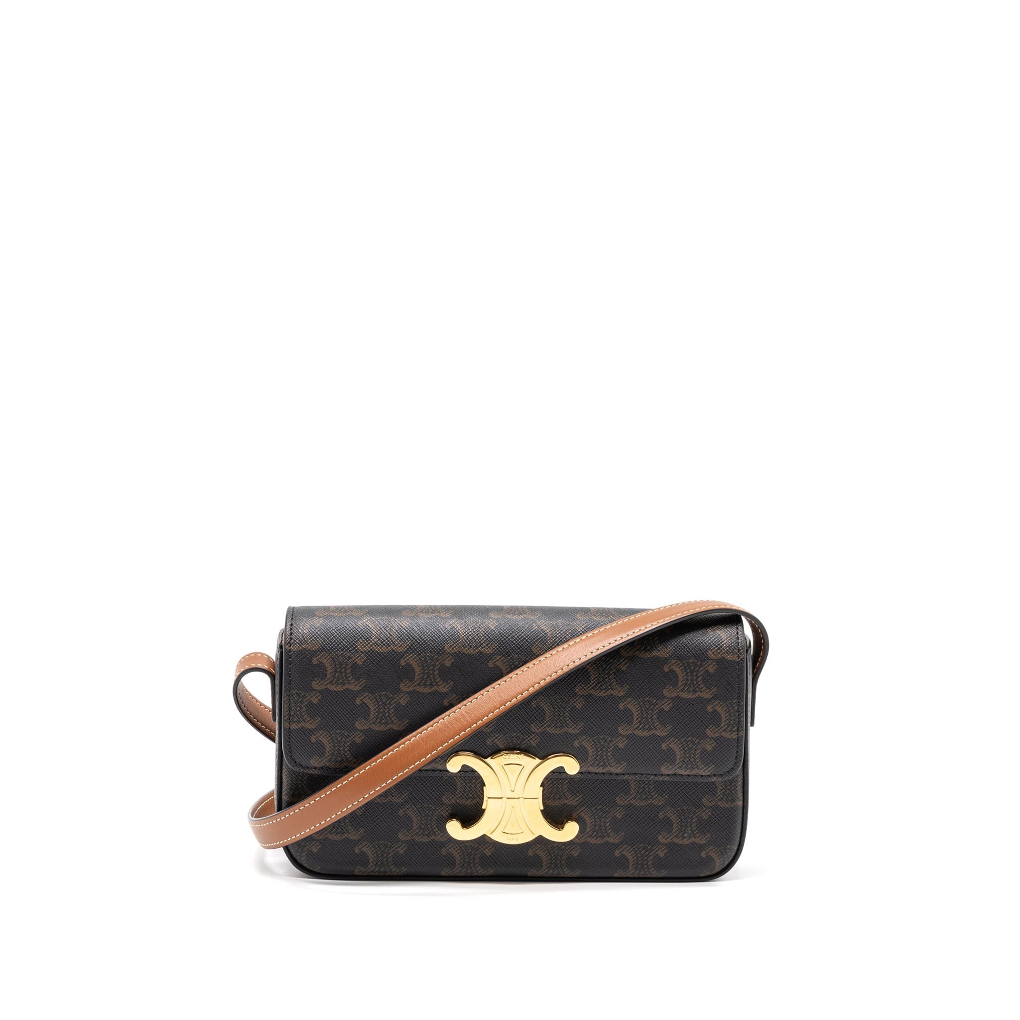 celine-triomphe-shoulder-bag-calfskin-triomphe-canvas-brown-multicolour-ghw
