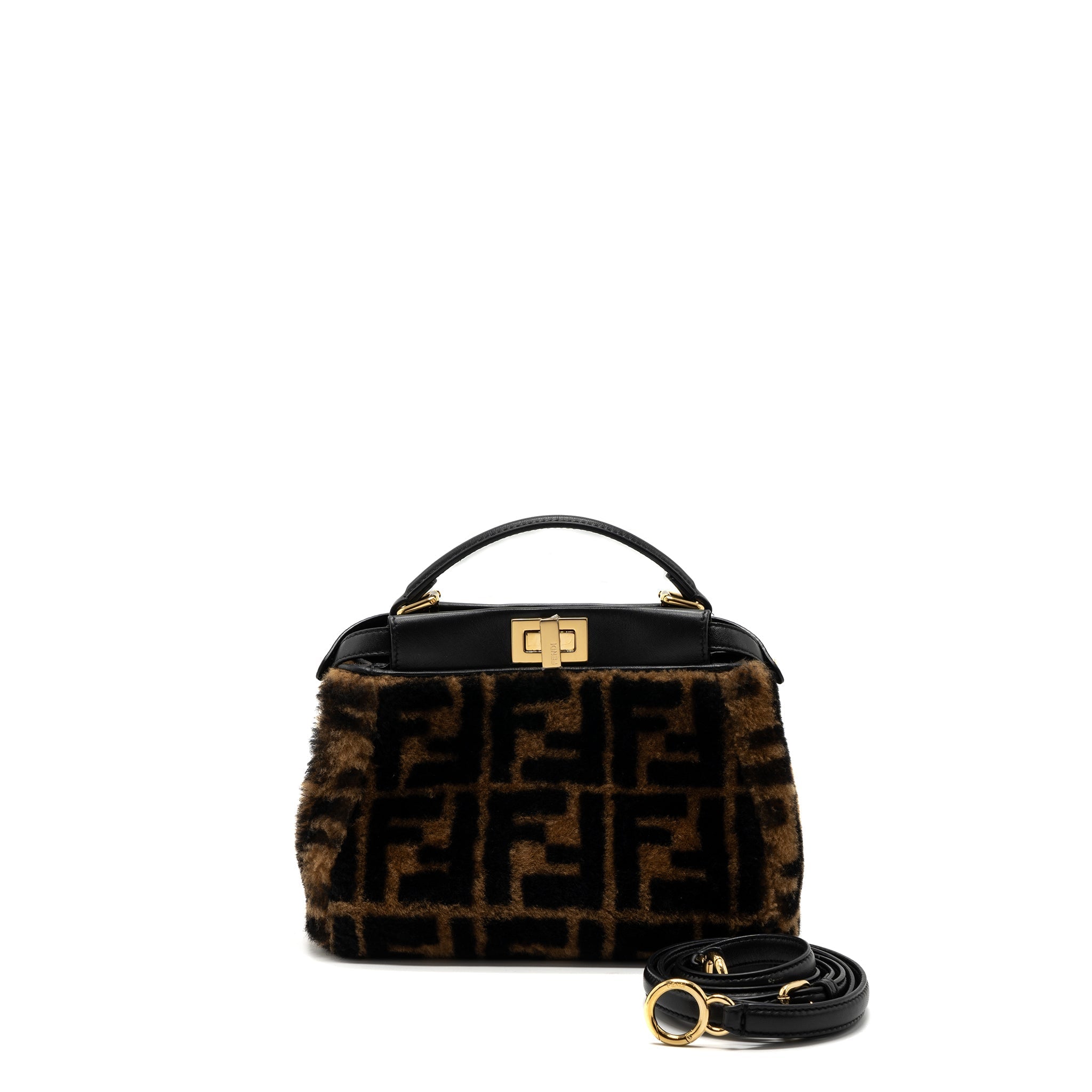 fendi-mini-peekaboo-shearling-brown-black-ghw