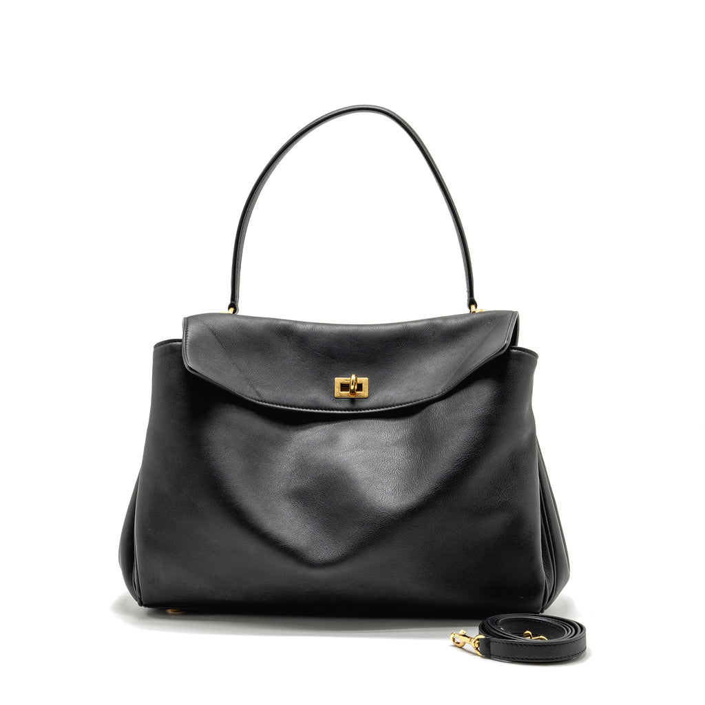 balenciaga-medium-rodeo-handbag-smooth-calfskin-black-ghw-copy
