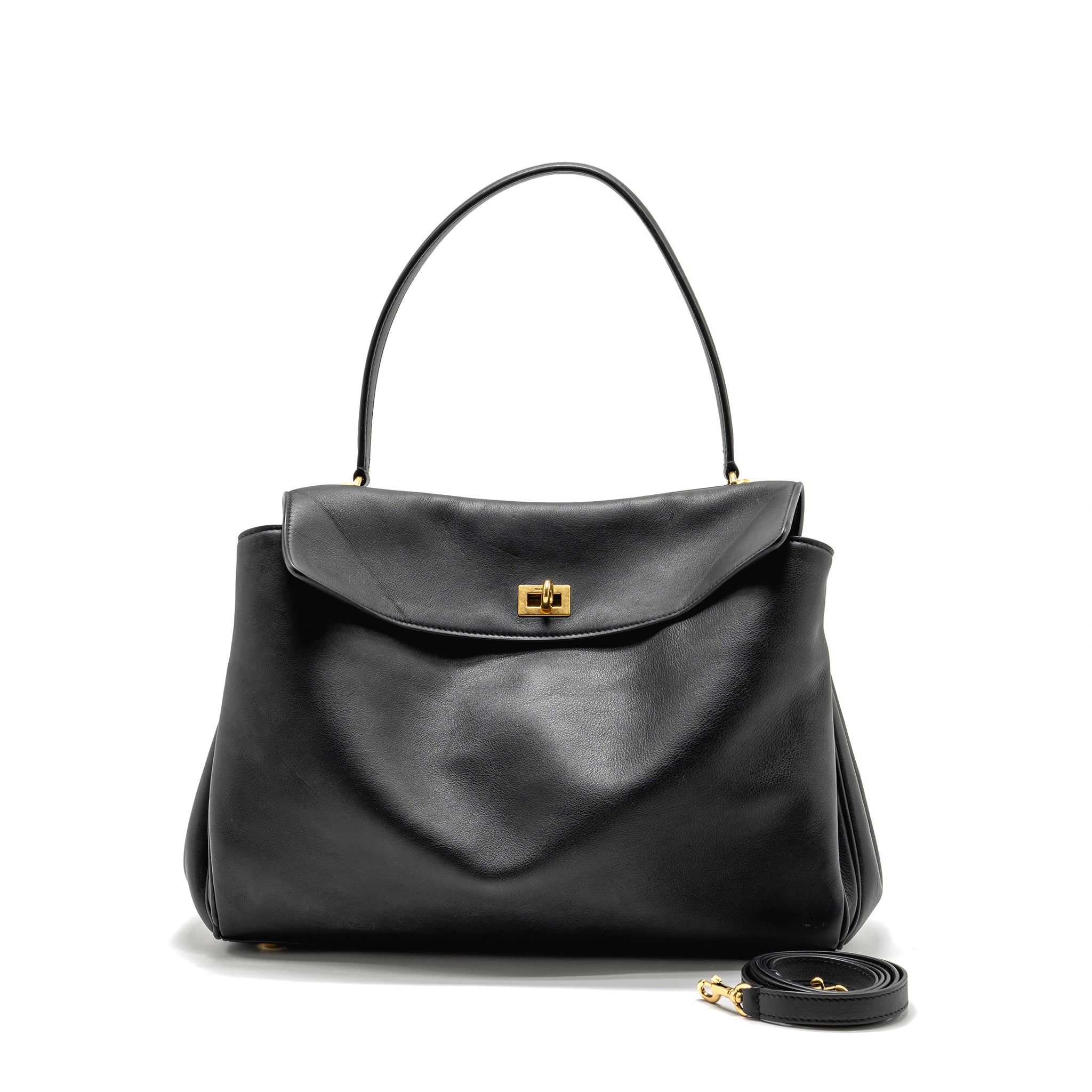 balenciaga-medium-rodeo-handbag-smooth-calfskin-black-ghw-copy