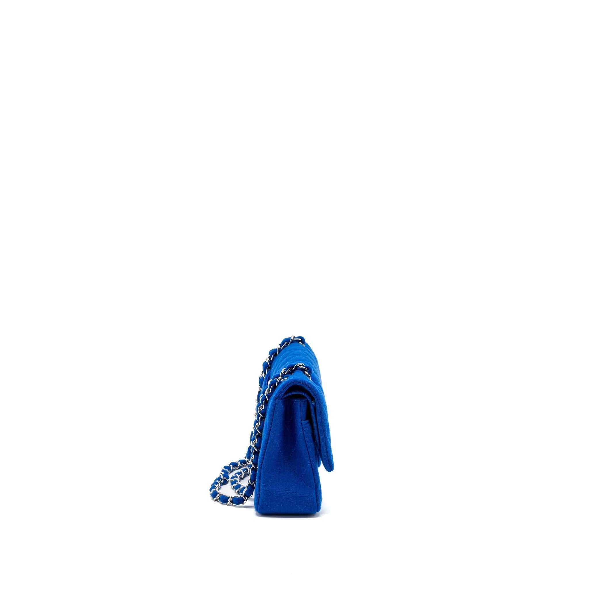 chanel-medium-classic-double-flap-bag-fabric-blue-shw