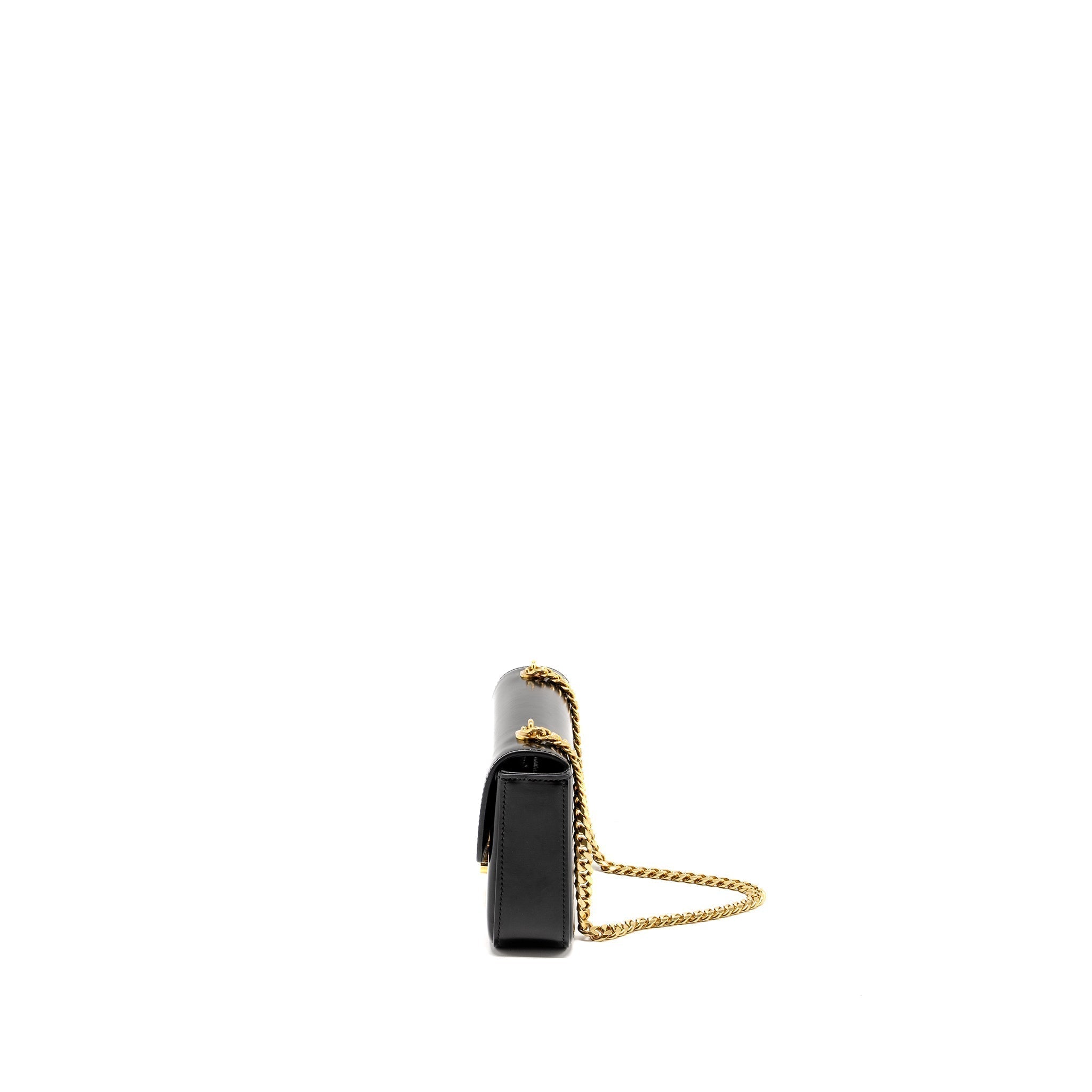 celine-triomphe-chain-shoulder-bag-shiny-calfskin-black-ghw