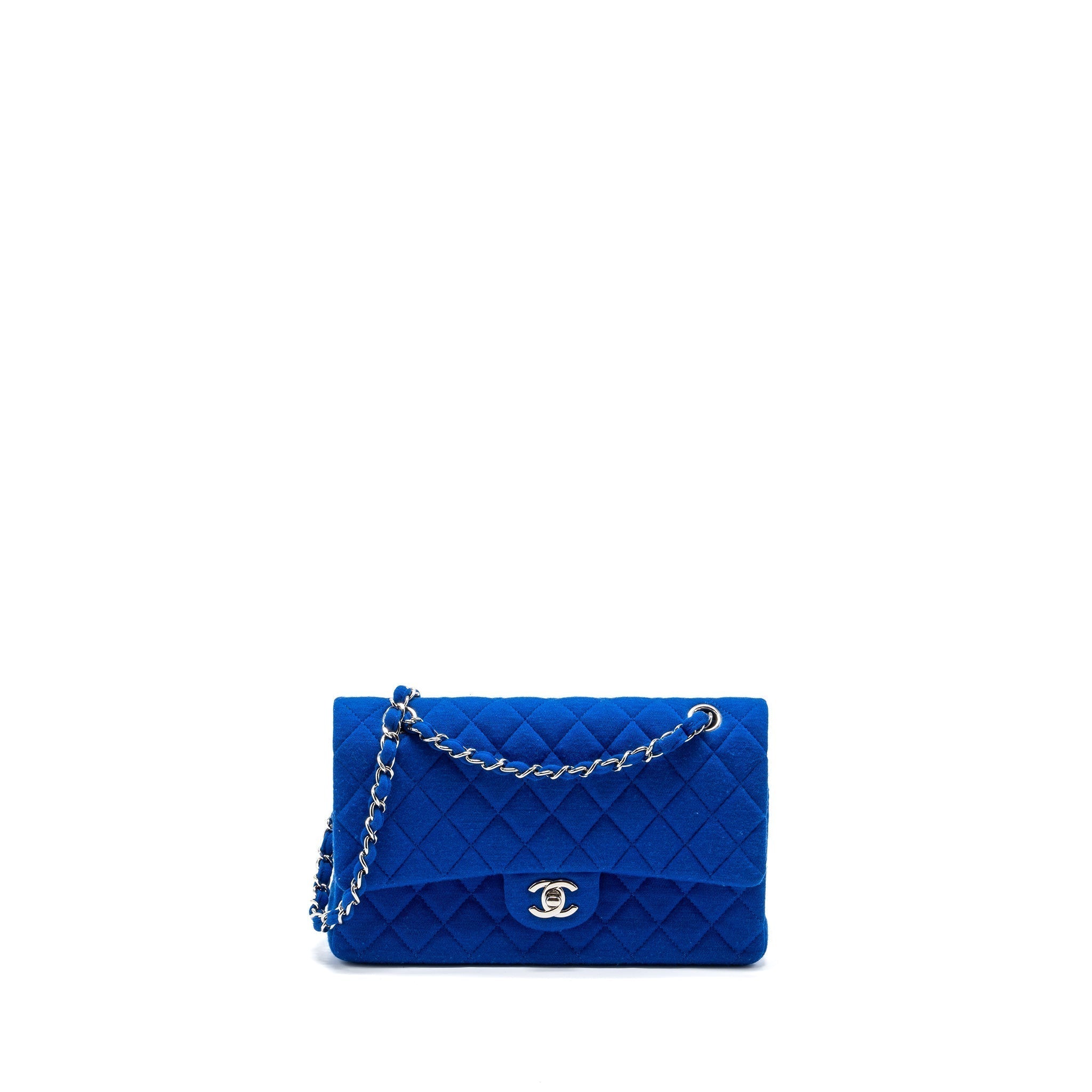 chanel-medium-classic-double-flap-bag-fabric-blue-shw