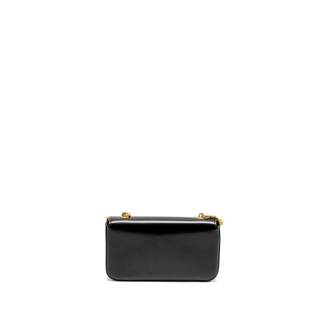 celine-triomphe-chain-shoulder-bag-shiny-calfskin-black-ghw