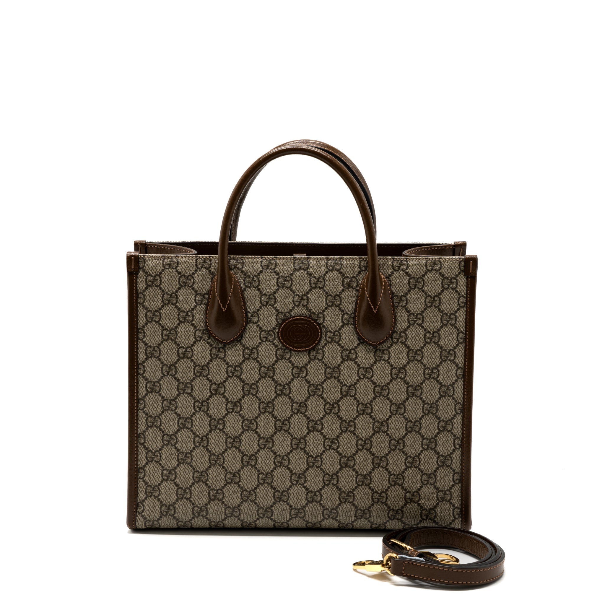 gucci-gg-small-tote-bag-gg-supreme-canvas-brown-ghw