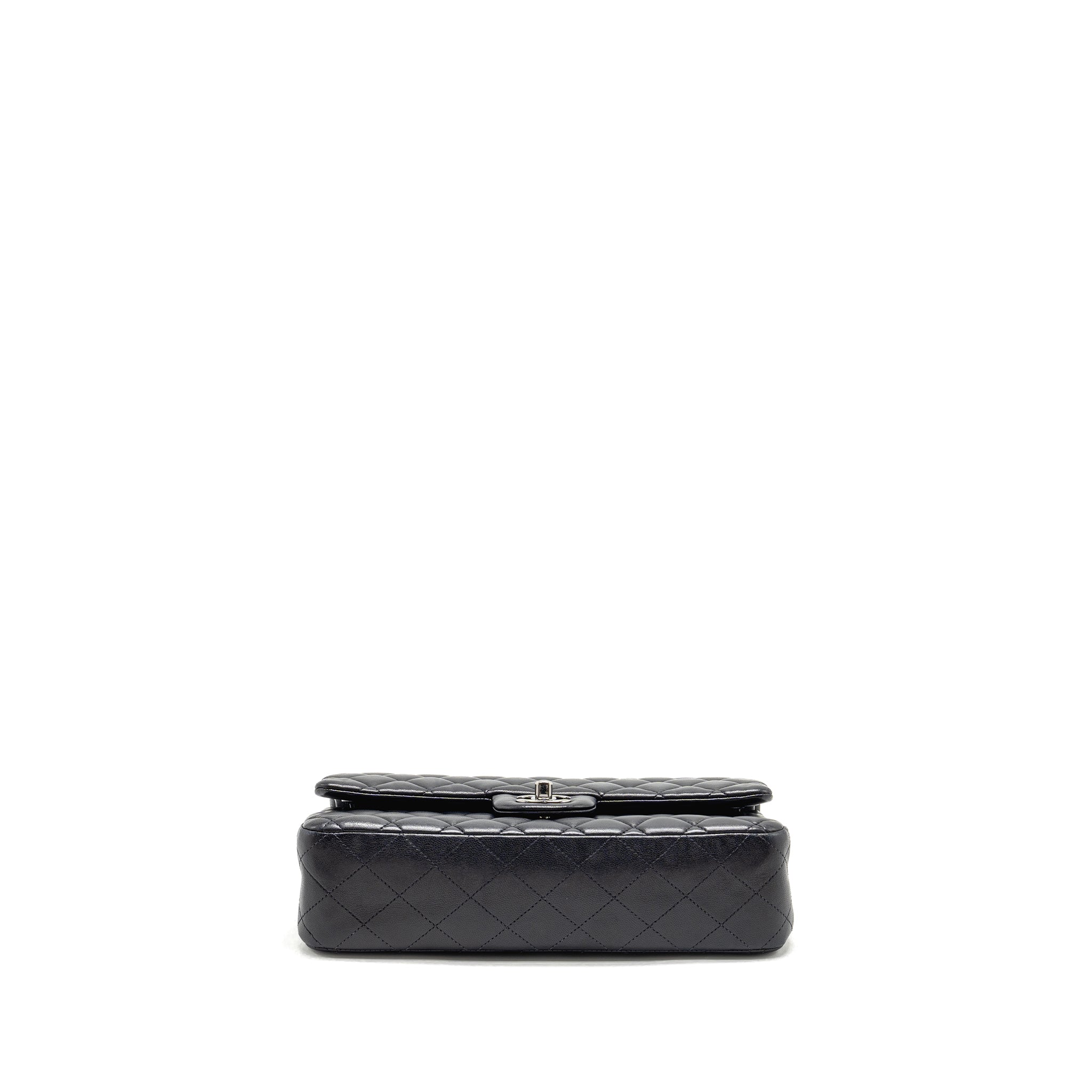 chanel-medium-classic-double-flap-bag-lambskin-dark-blue-shw
