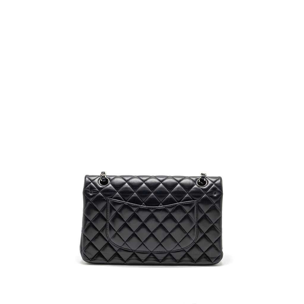 chanel-medium-classic-double-flap-bag-lambskin-dark-blue-shw