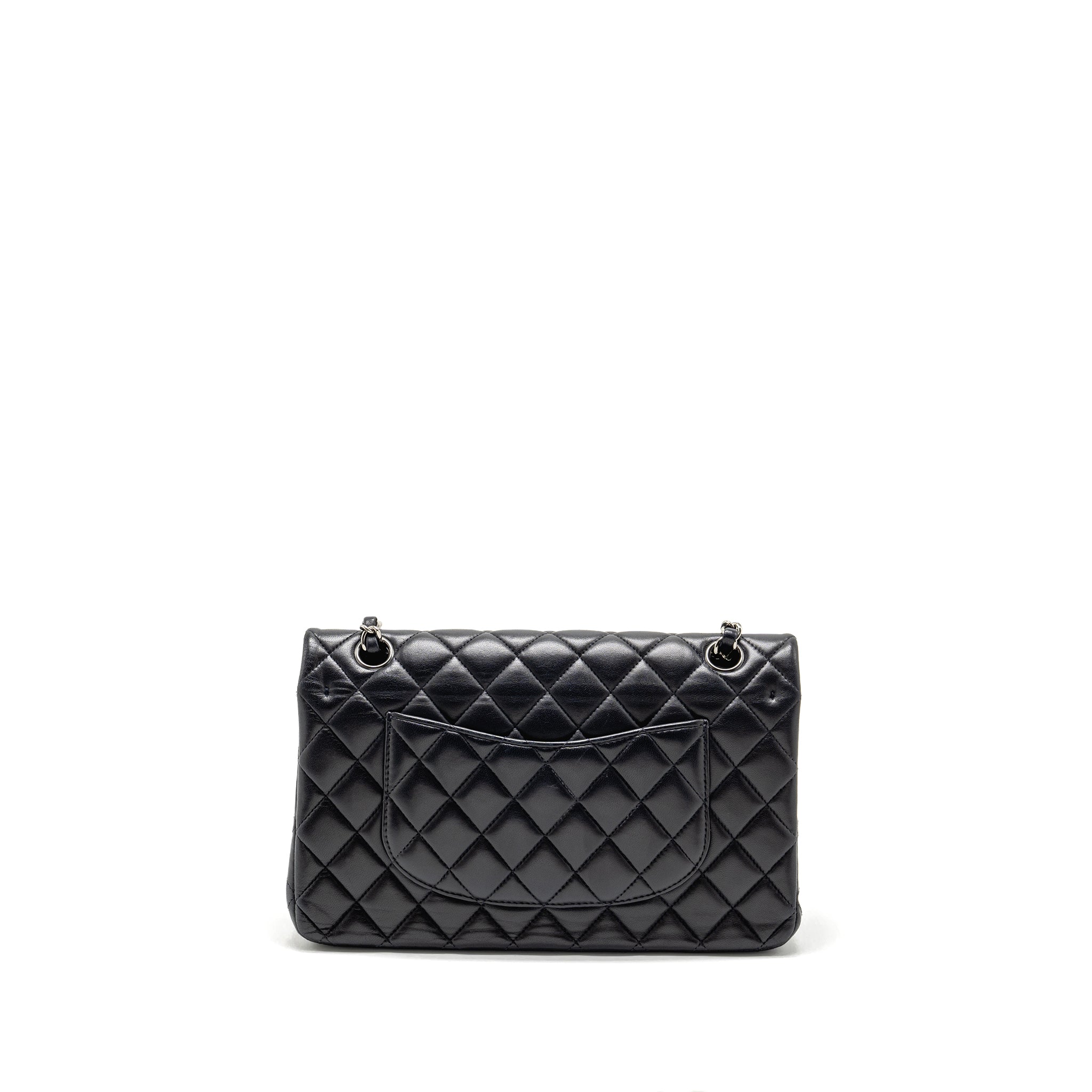 chanel-medium-classic-double-flap-bag-lambskin-dark-blue-shw