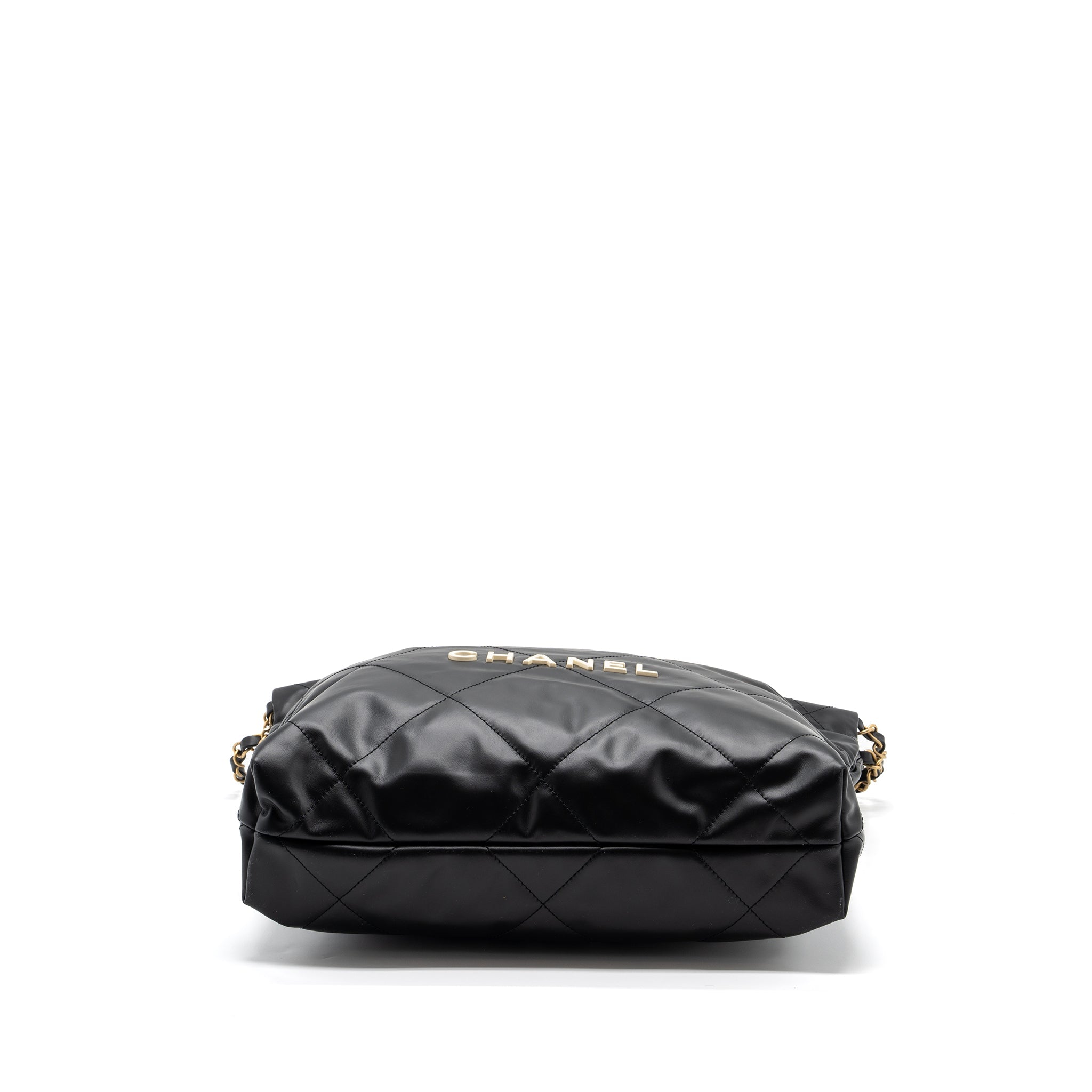 chanel-small-22-bag-calfskin-black-white-letter-ghw-microchip