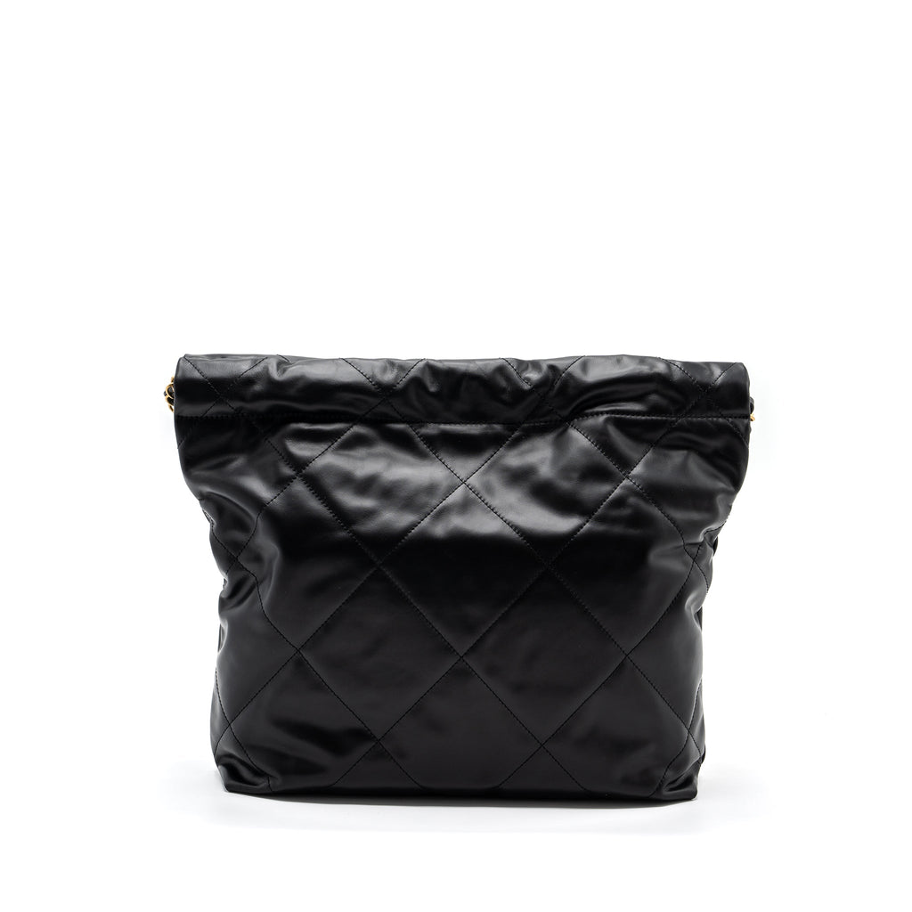 chanel-small-22-bag-calfskin-black-white-letter-ghw-microchip