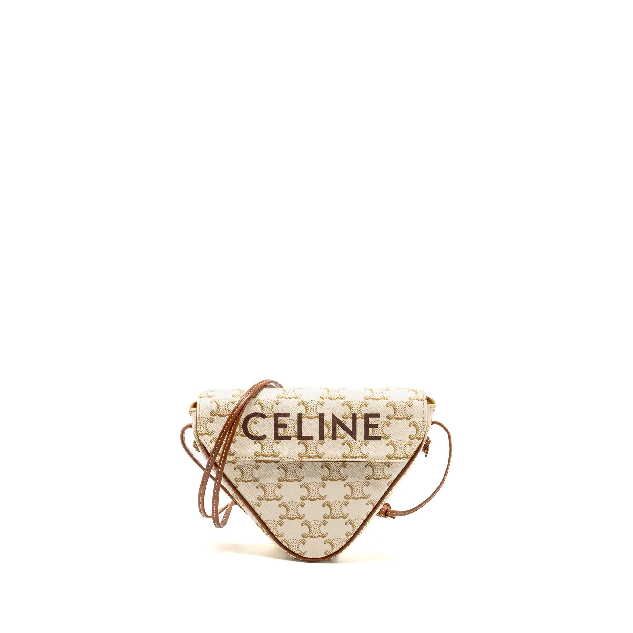 celine-triangle-shoulder-bag-triomphe-canvas-white-tan