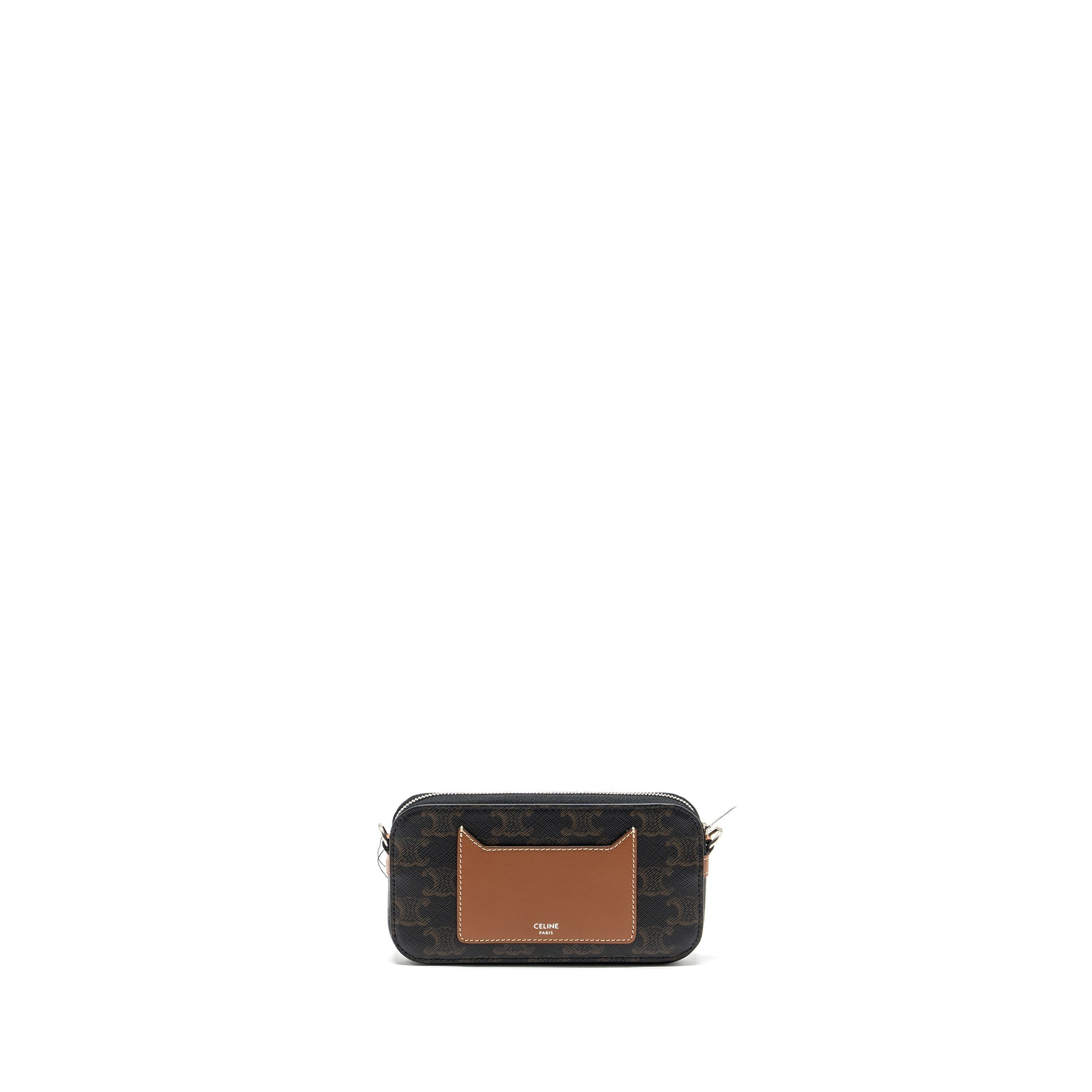 celine-horizontal-triomphe-logo-print-pouch-coated-canvas-leather-tan-brown-shw-copy