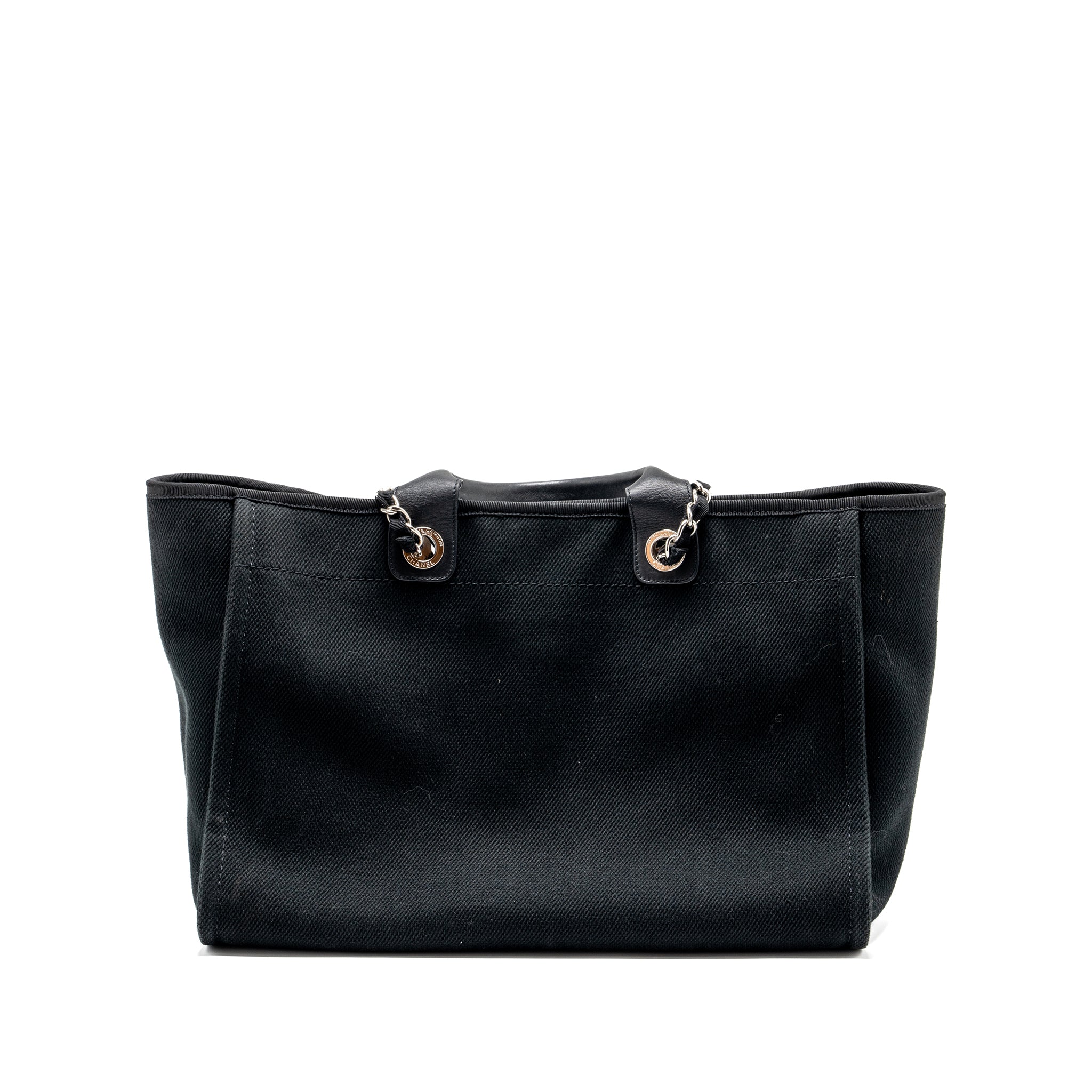 chanel-deauville-black-studded-tote-bag-canvas-leather-black-shw
