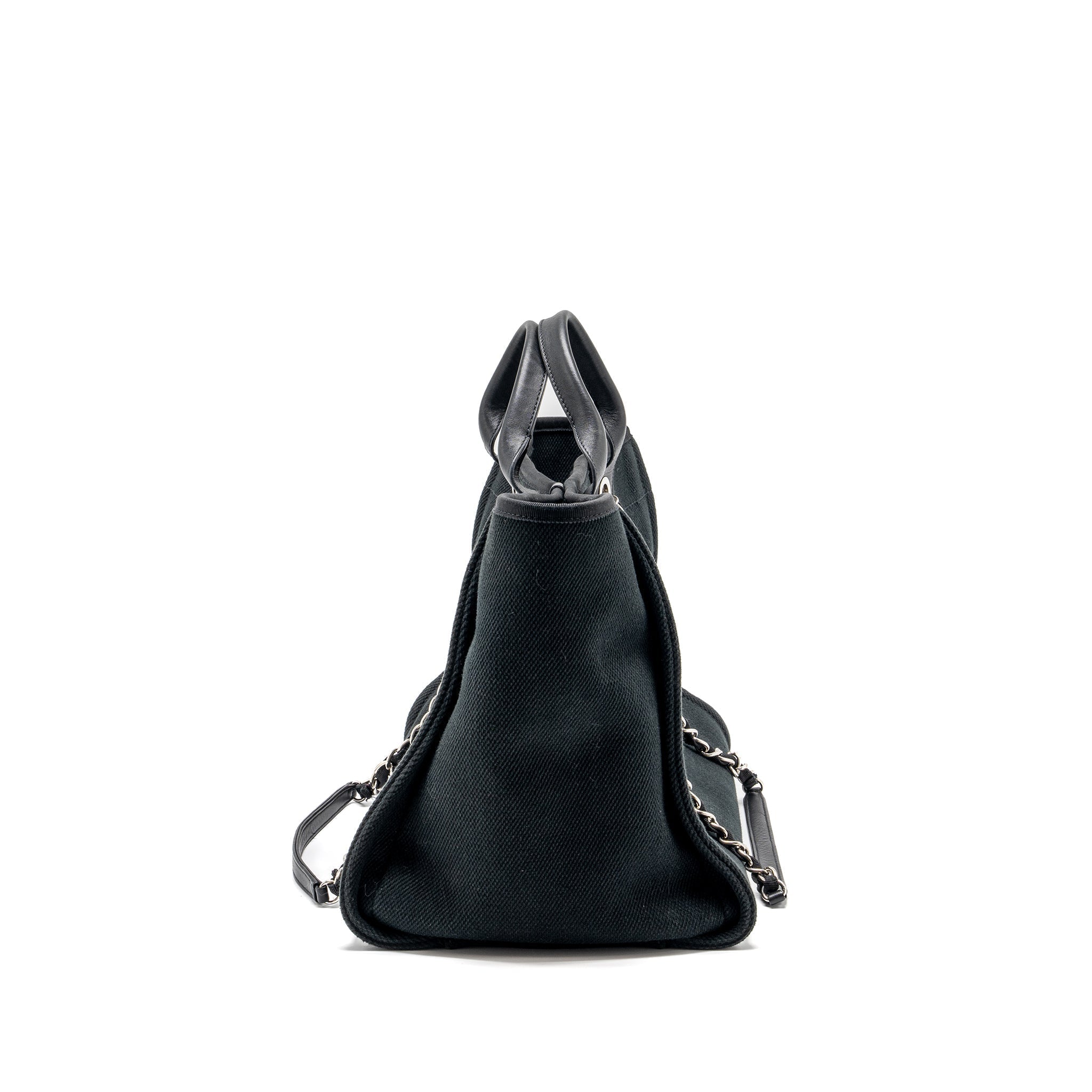 chanel-deauville-black-studded-tote-bag-canvas-leather-black-shw