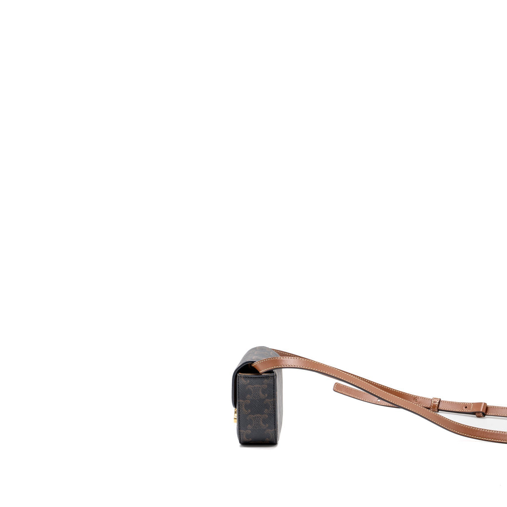celine-mini-claude-triomphe-canvas-calfskin-tan-ghw