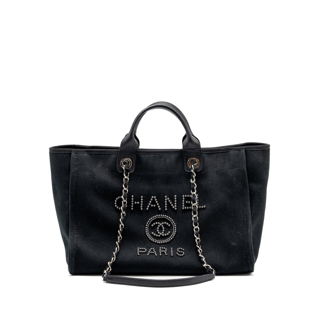 chanel-deauville-black-studded-tote-bag-canvas-leather-black-shw