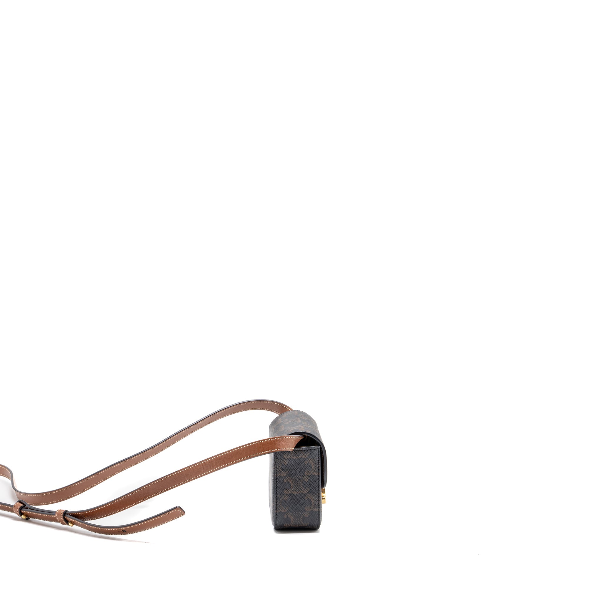 celine-mini-claude-triomphe-canvas-calfskin-tan-ghw