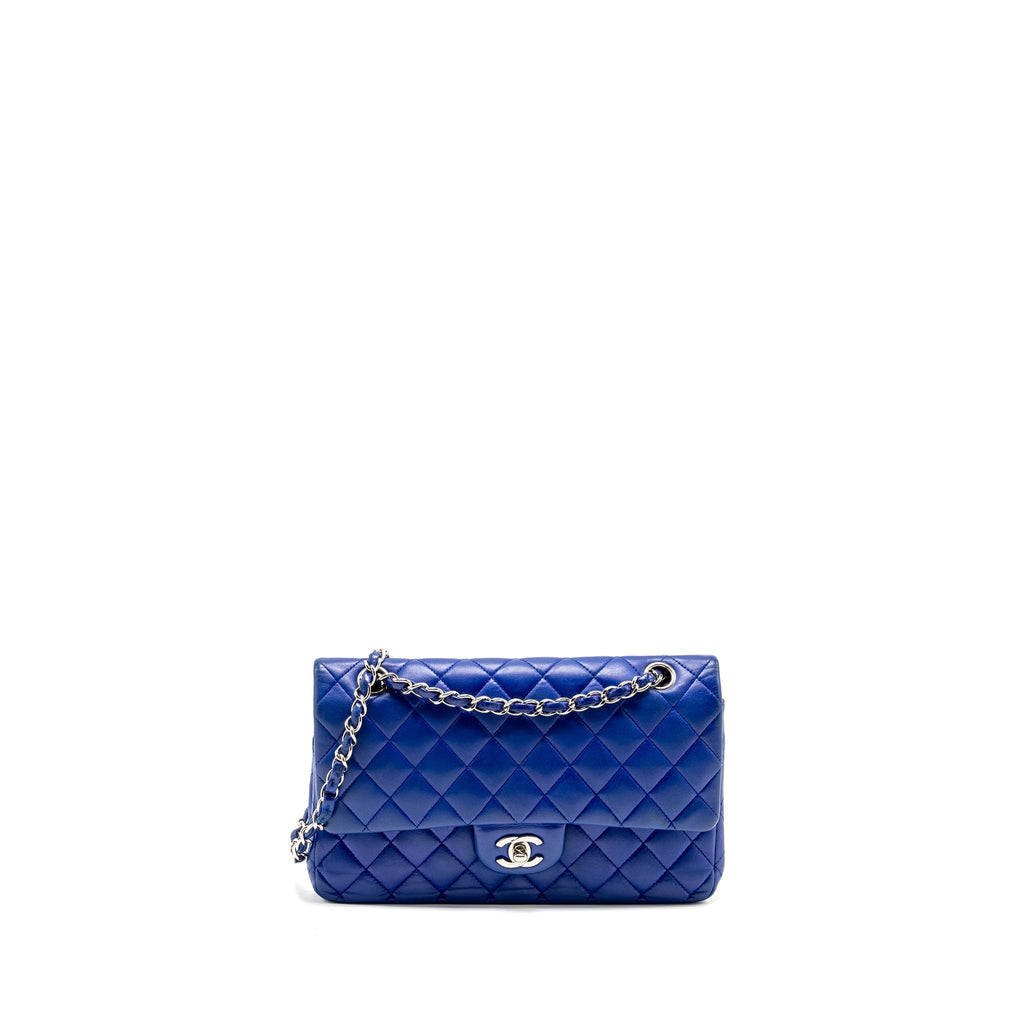 chanel-medium-classic-double-flap-bag-lambskin-blue-shw