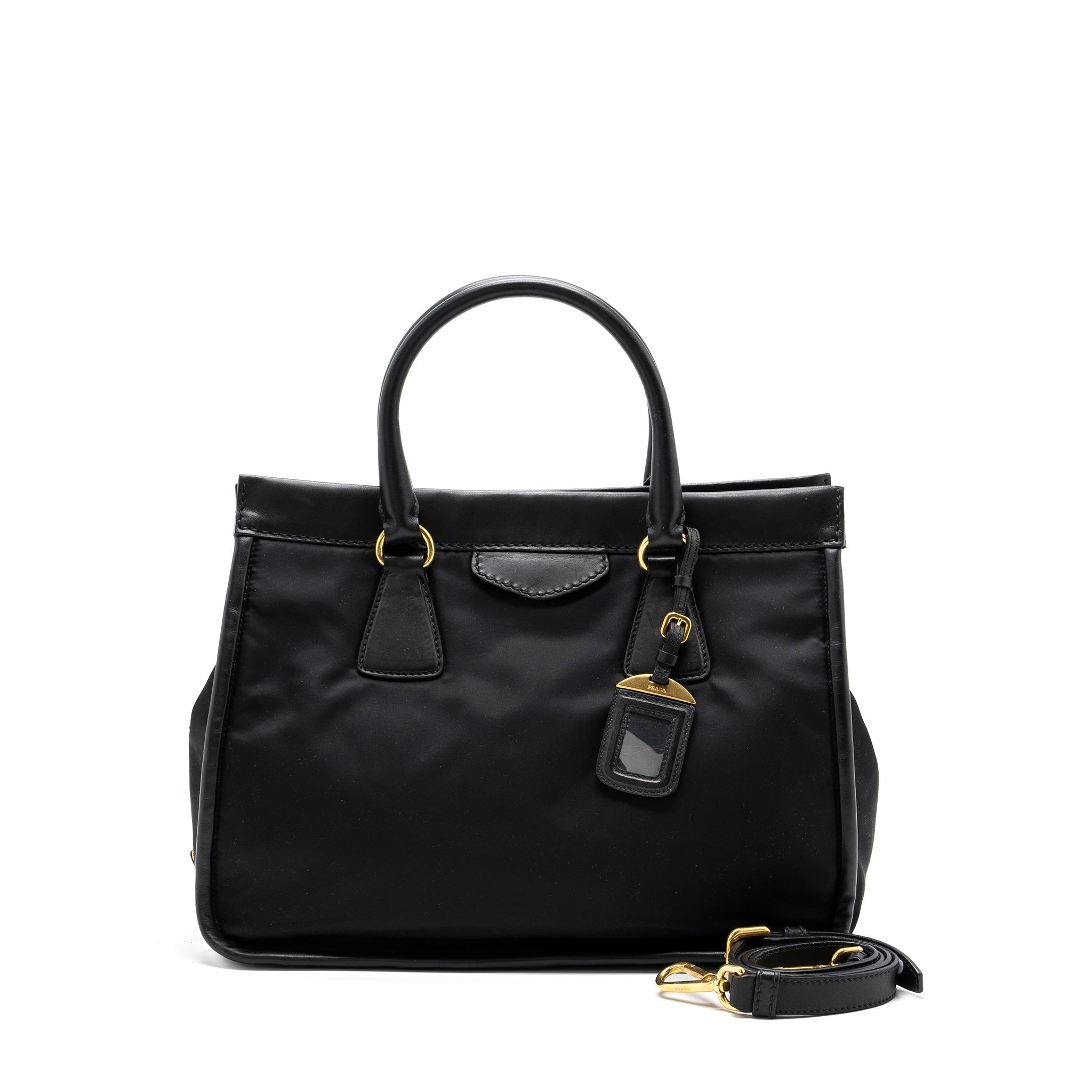 prada-tote-bag-nylon-leather-black-ghw