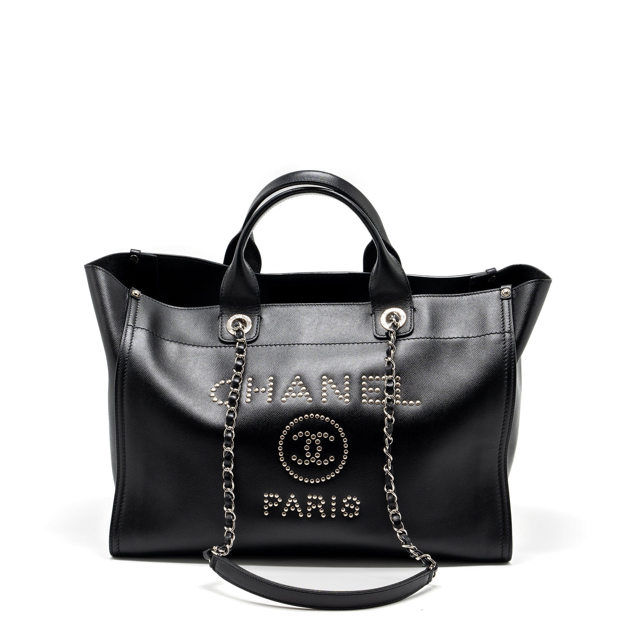 chanel-deauville-studded-tote-bag-caviar-black-shw