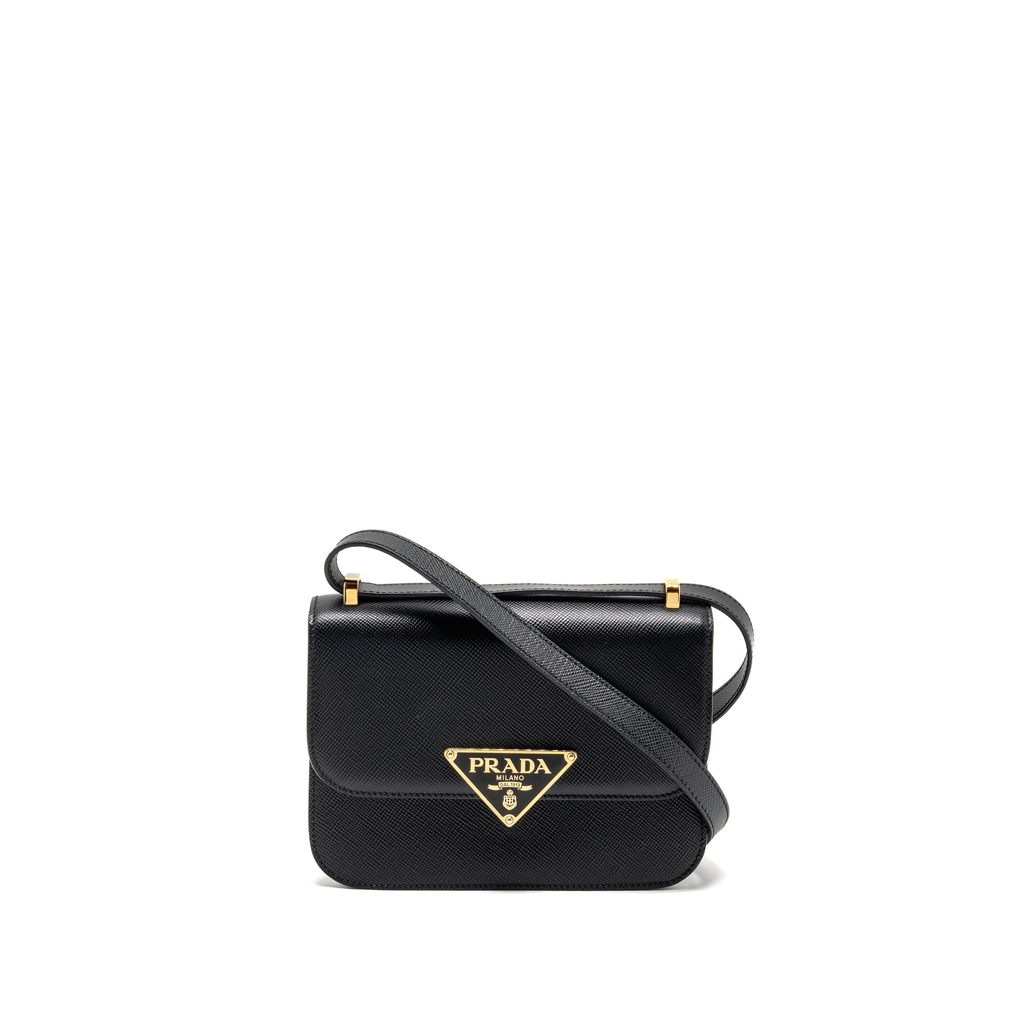 prada-saffiano-leather-flap-shoulder-bag-calfskin-black-ghw