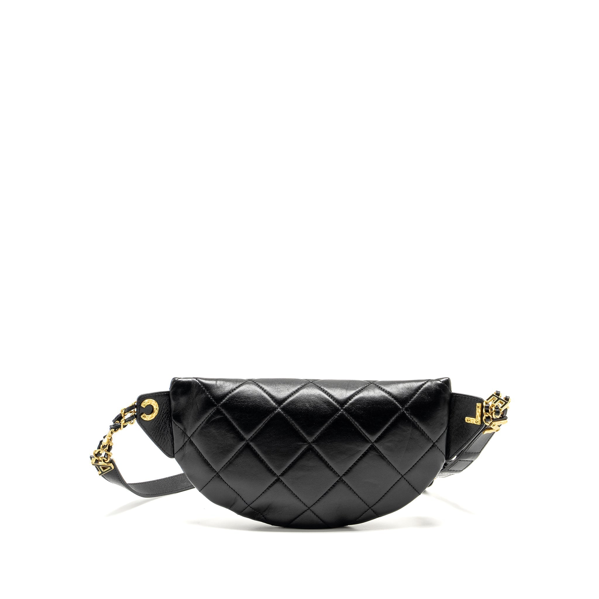 chanel-letter-logo-detailed-waist-bag-lambskin-black-ghw-microchip
