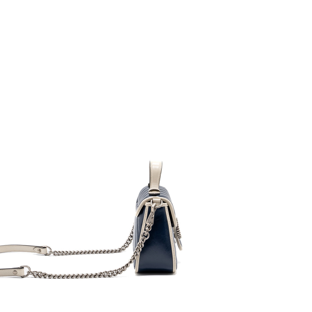 gucci-gg-marmont-top-handle-bag-calfskin-navy-white-shw