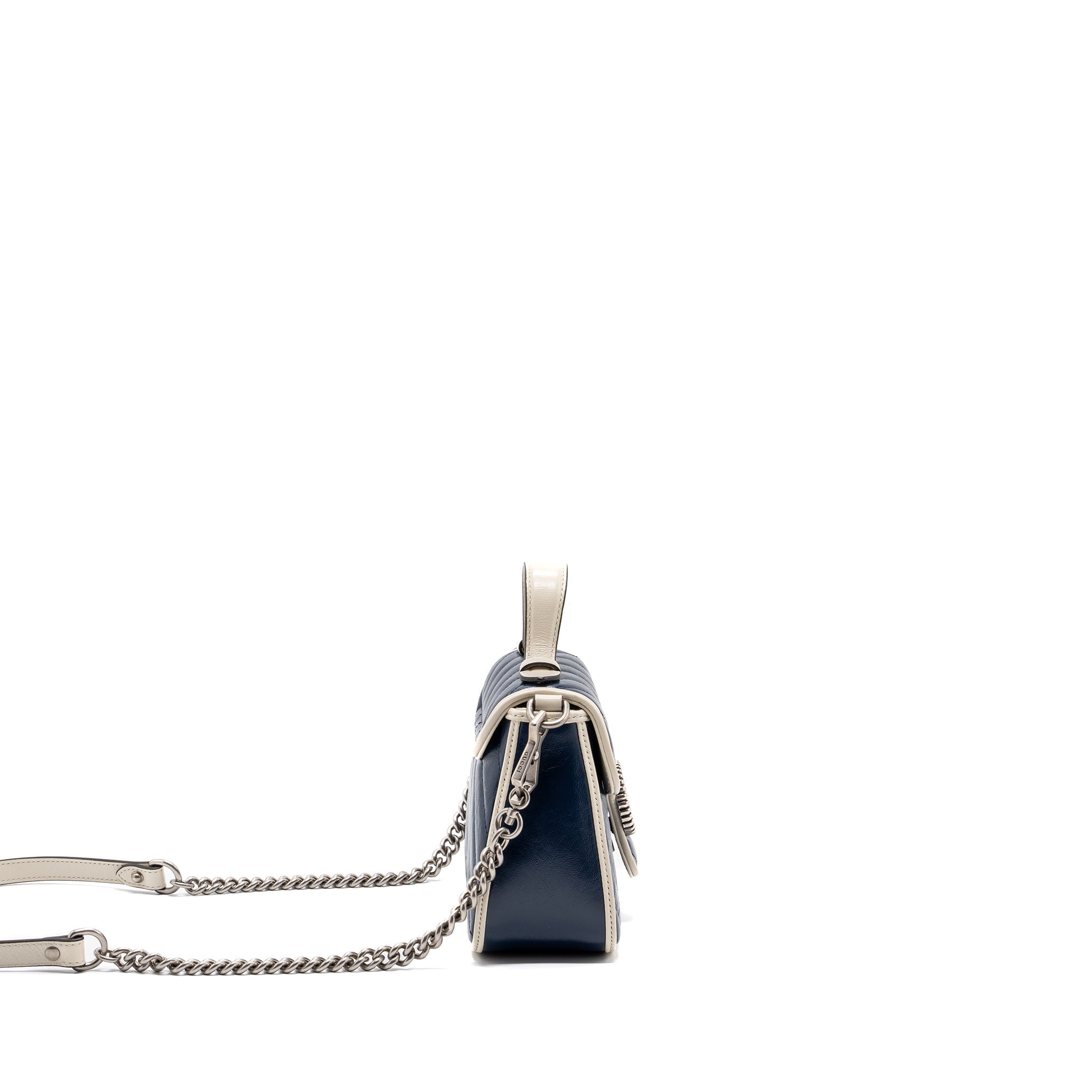 gucci-gg-marmont-top-handle-bag-calfskin-navy-white-shw