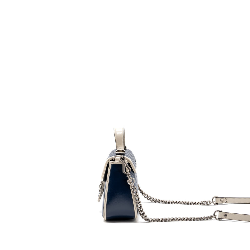 gucci-gg-marmont-top-handle-bag-calfskin-navy-white-shw