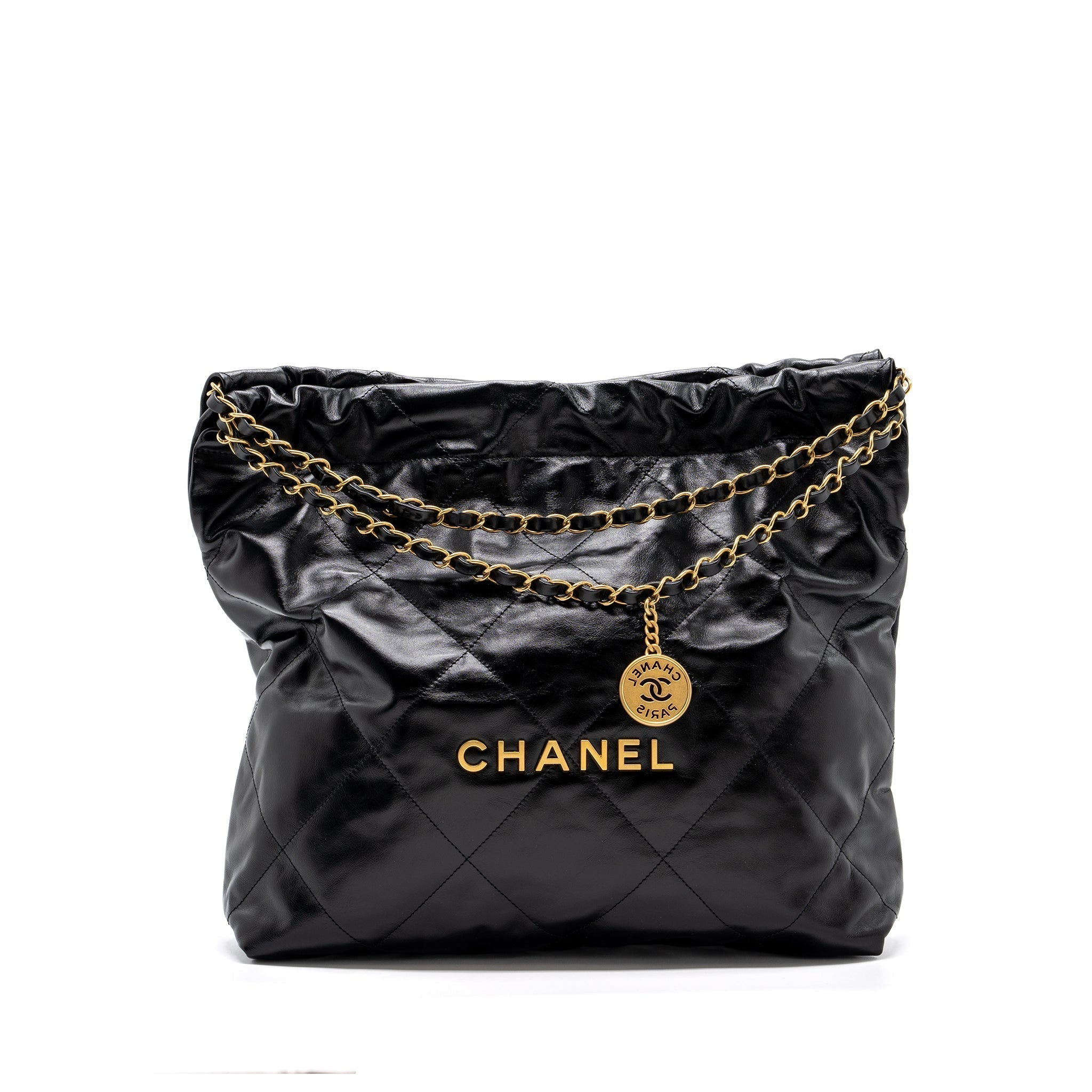 chanel-medium-22-bag-gold-letter-shiny-calfskin-black-ghwmicrochip
