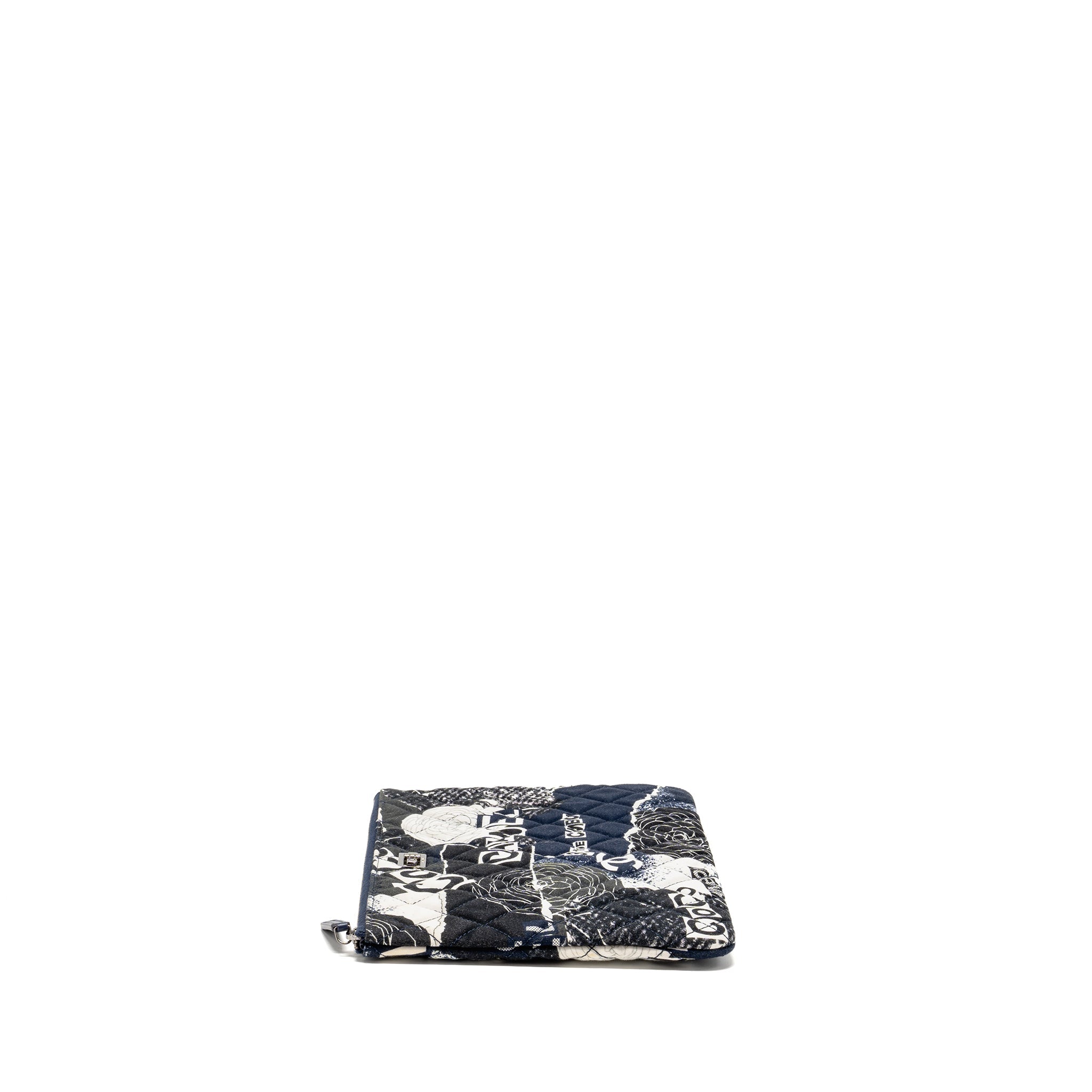 chanel-coco-printed-medium-2-55-reissue-o-case-pouch-fabric-black-white-ruthenium-shw