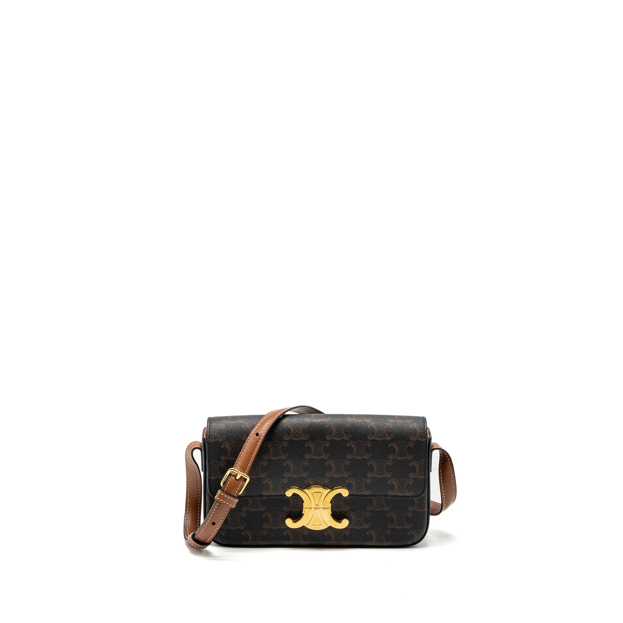 celine-triomphe-shoulder-bag-triomphe-canvas-calfskin-tan-ghw