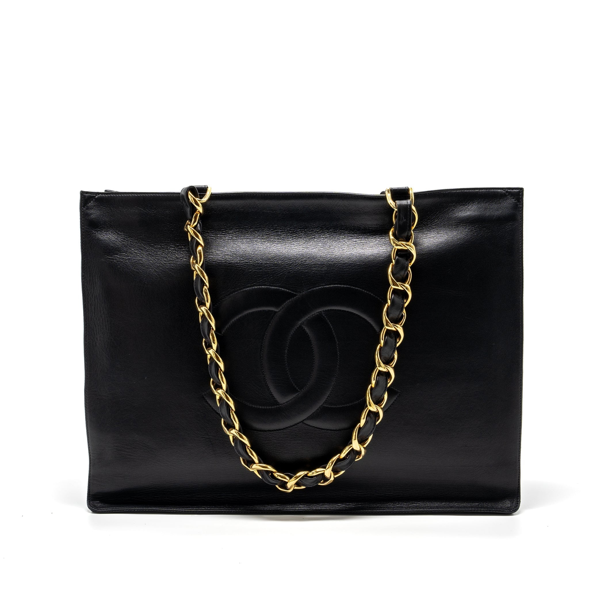 chanel-vintage-tote-bag-calfskin-black-ghw