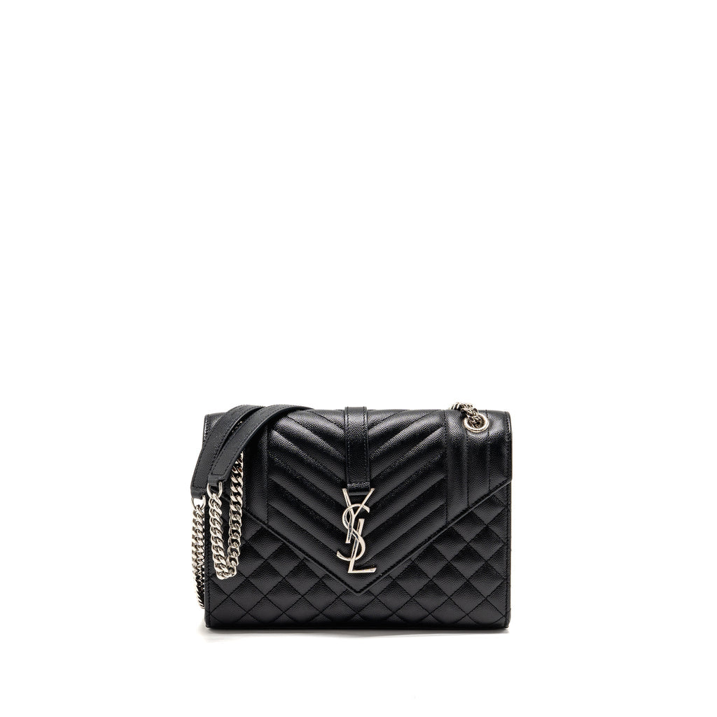 saint-laurent-ysl-medium-envelop-bag-grained-calfskin-black-shw