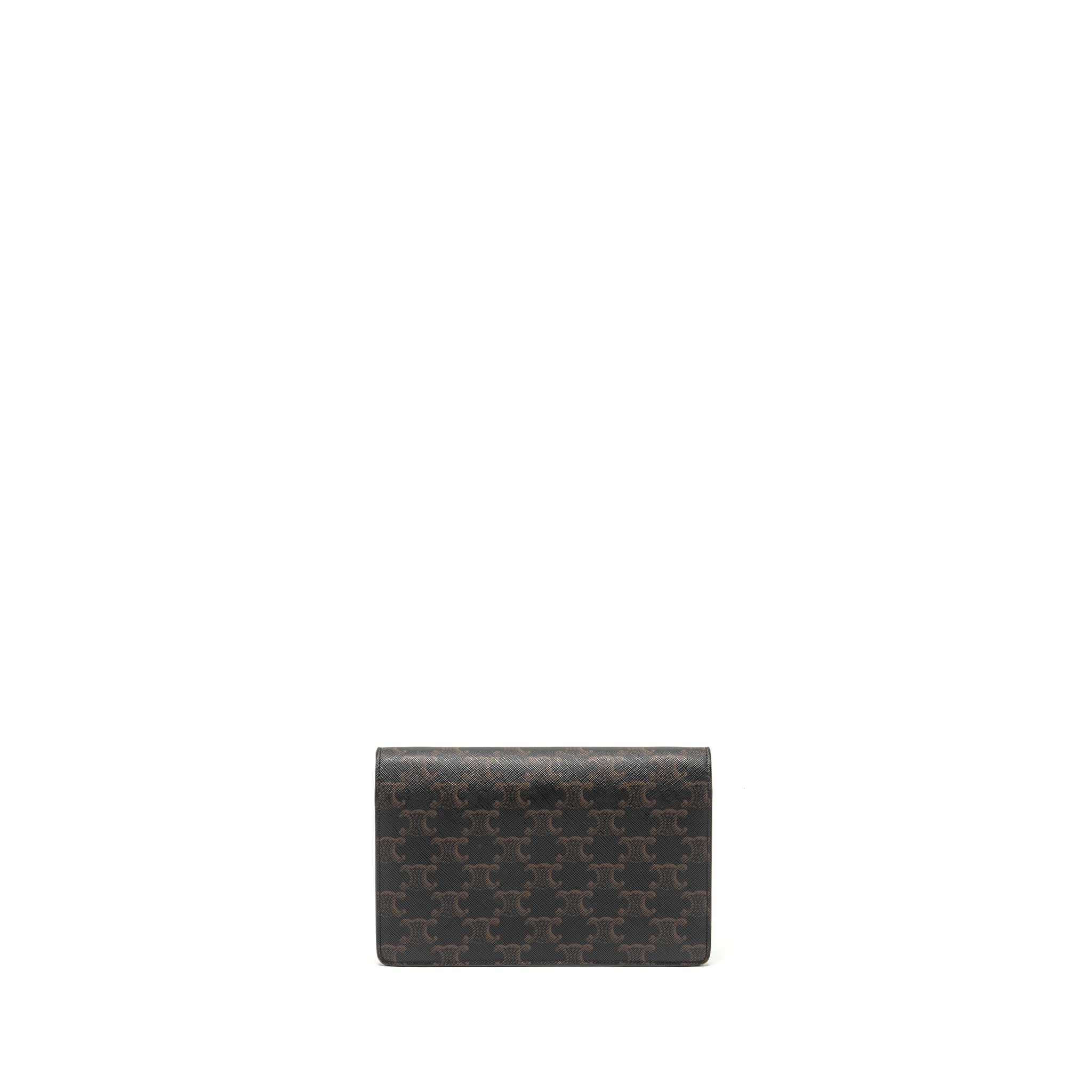 celine-wallet-on-strap-triomphe-canvas-smooth-lambskin-tan-ghw-5