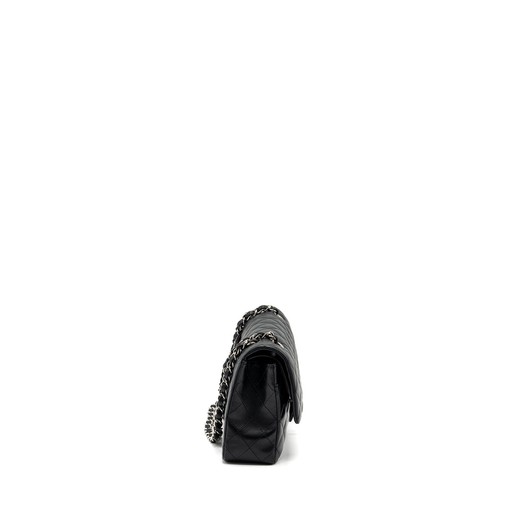 chanel-medium-classic-double-flap-bag-lambskin-black-shw-2