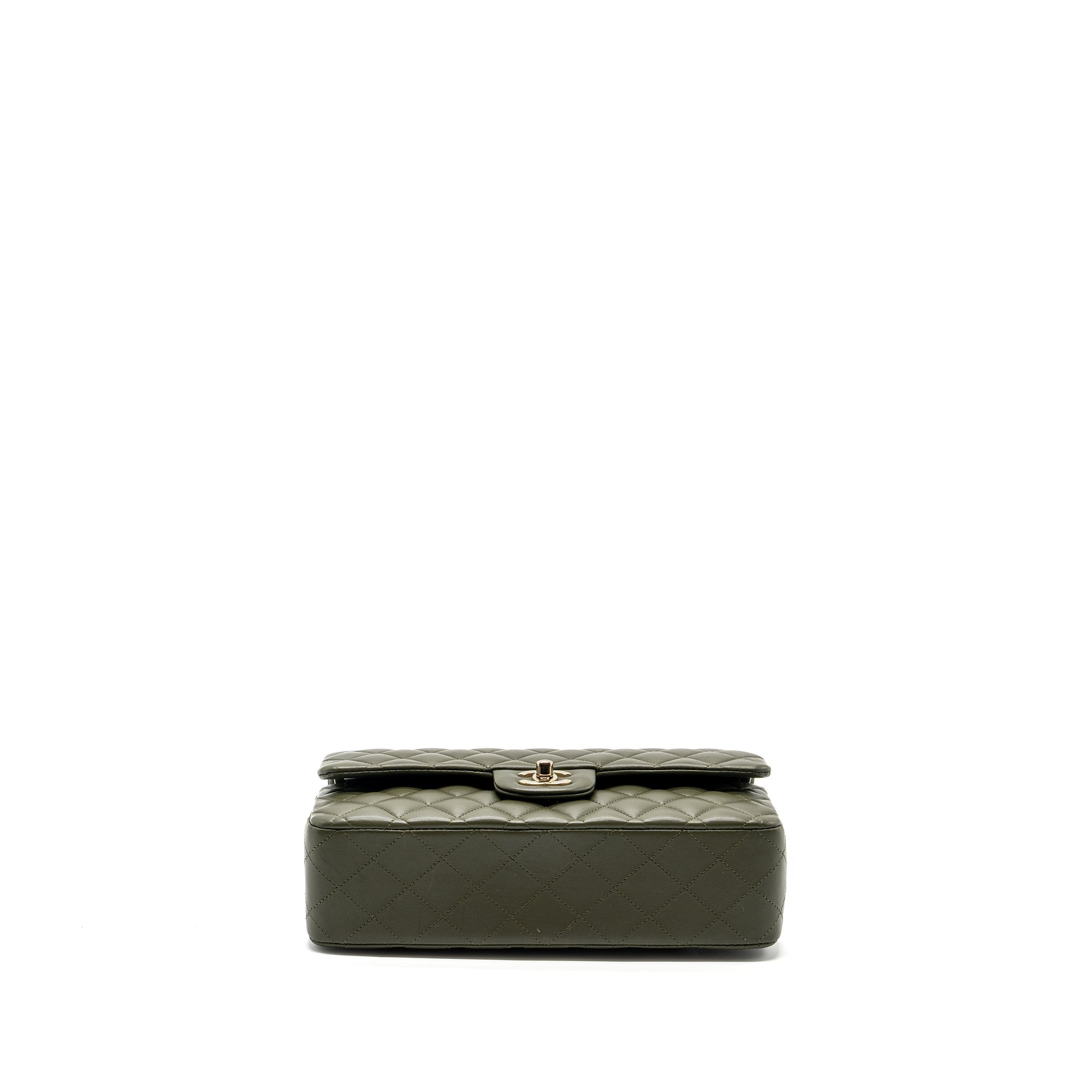 chanel-22k-medium-classic-double-flap-bag-lambskin-olive-green-lghwmicrochip