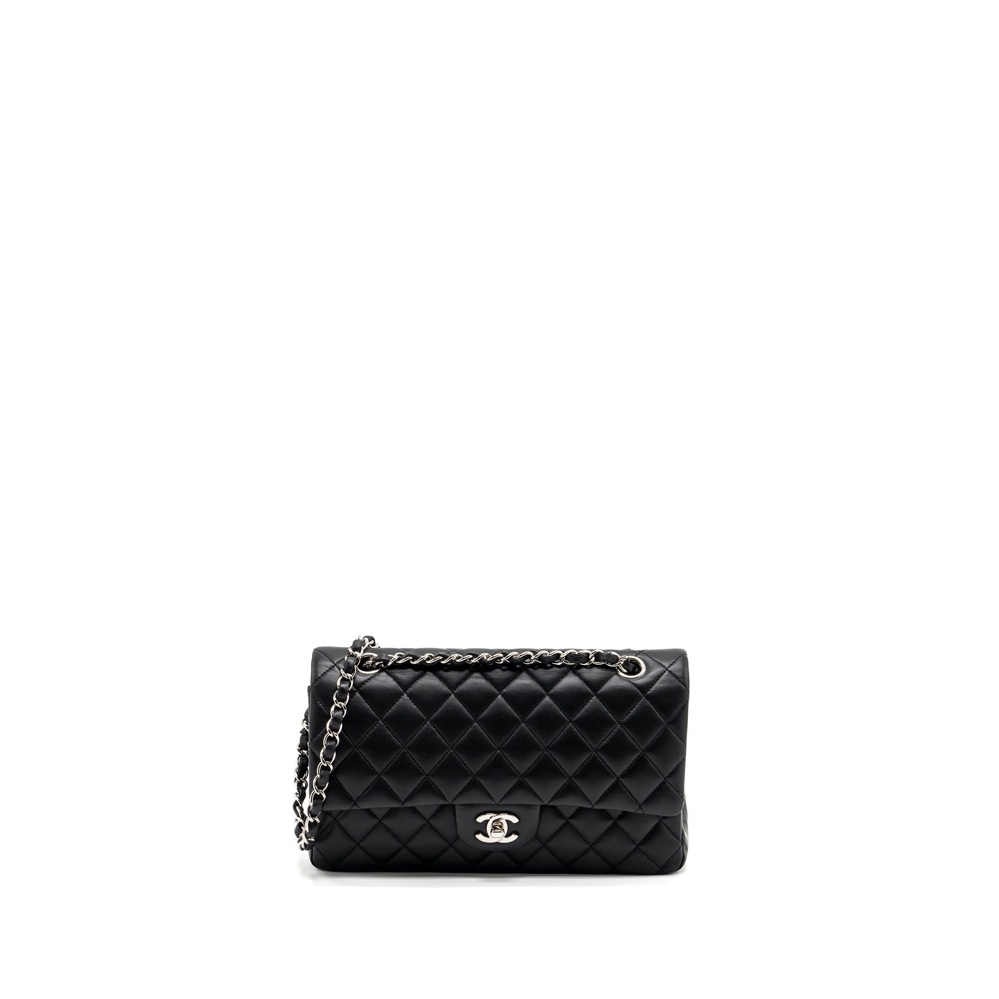 chanel-medium-classic-double-flap-bag-lambskin-black-shw-2