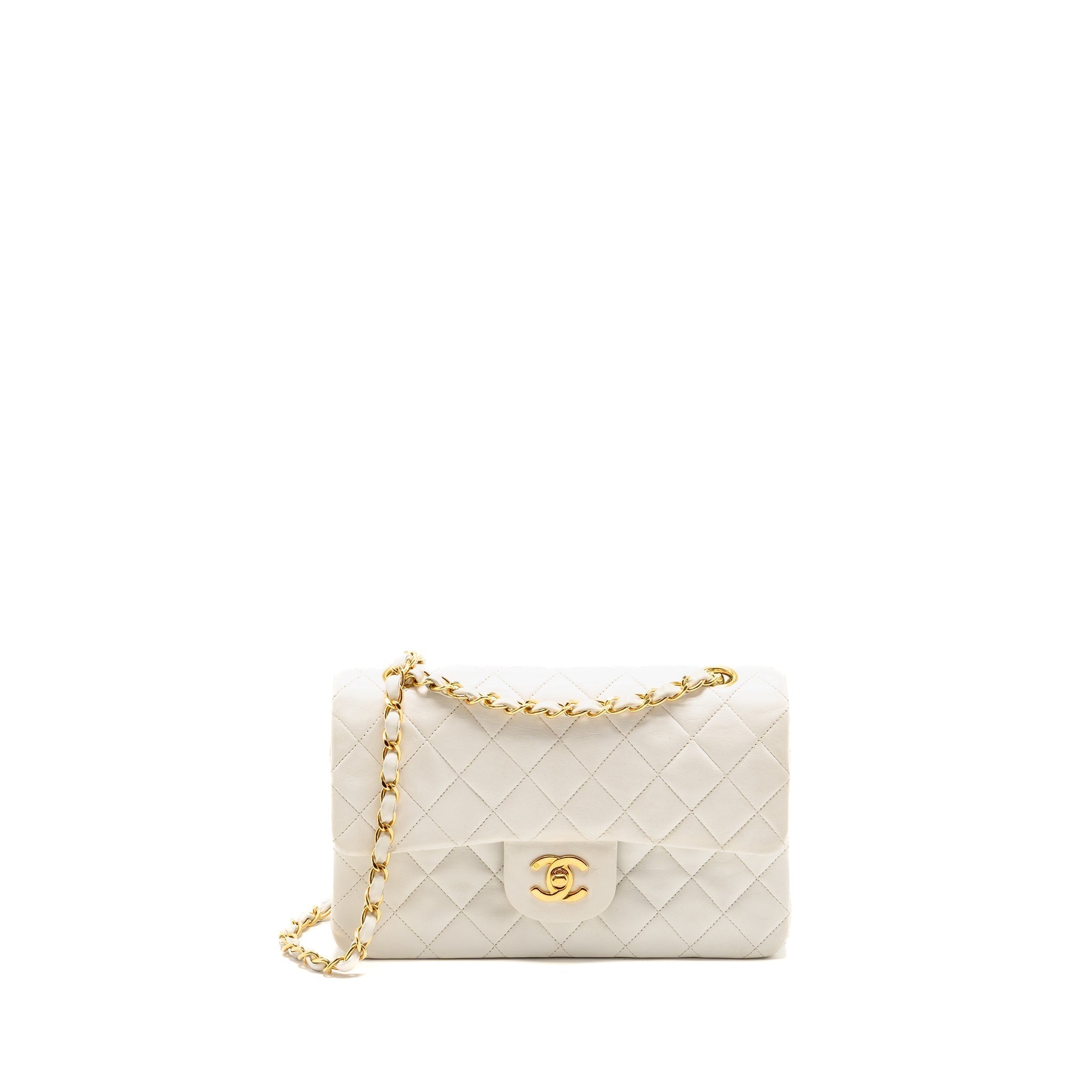 chanel-vintage-small-classic-double-flap-bag-lambskin-white-ghw