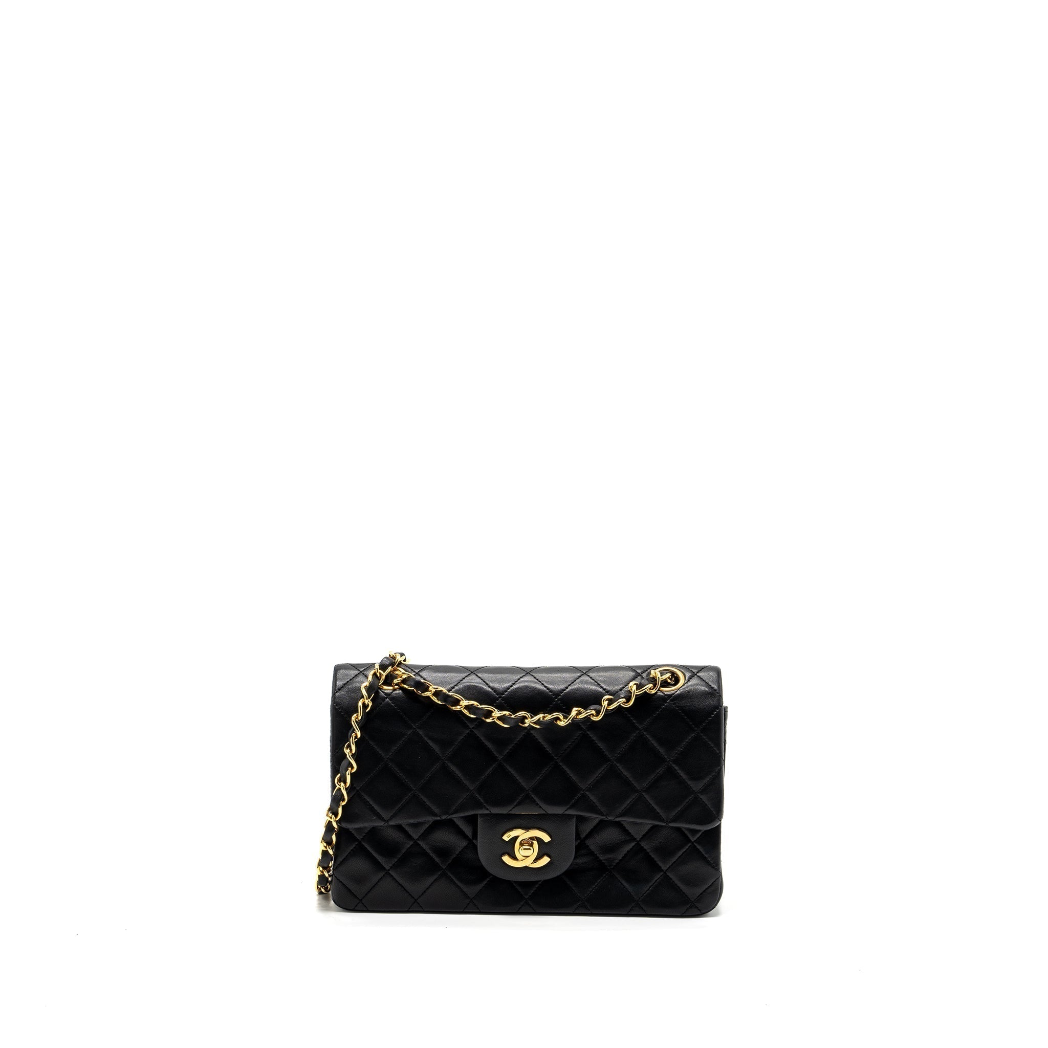 chanel-vintage-small-classic-double-flap-bag-lambskin-black-ghw