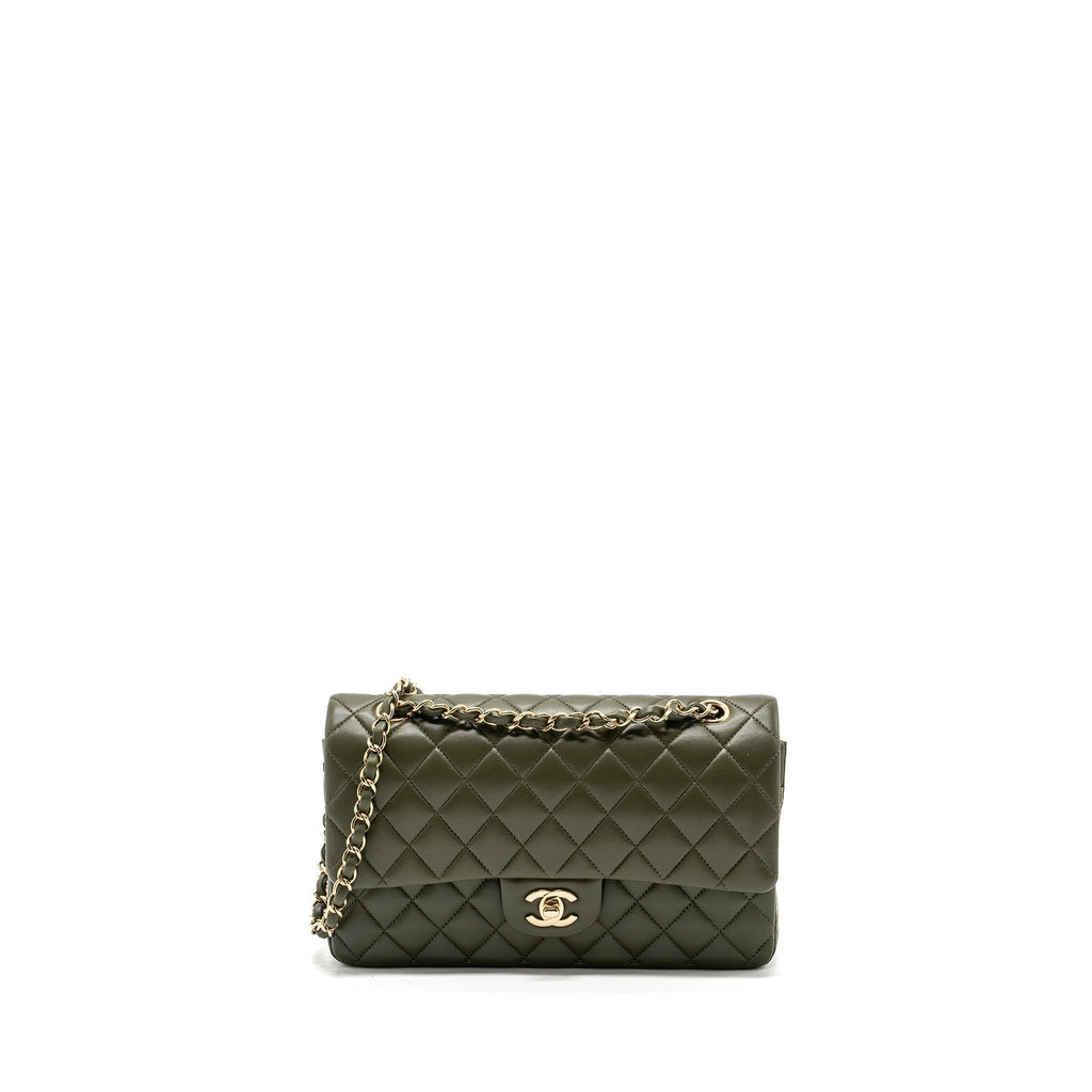 chanel-22k-medium-classic-double-flap-bag-lambskin-olive-green-lghwmicrochip