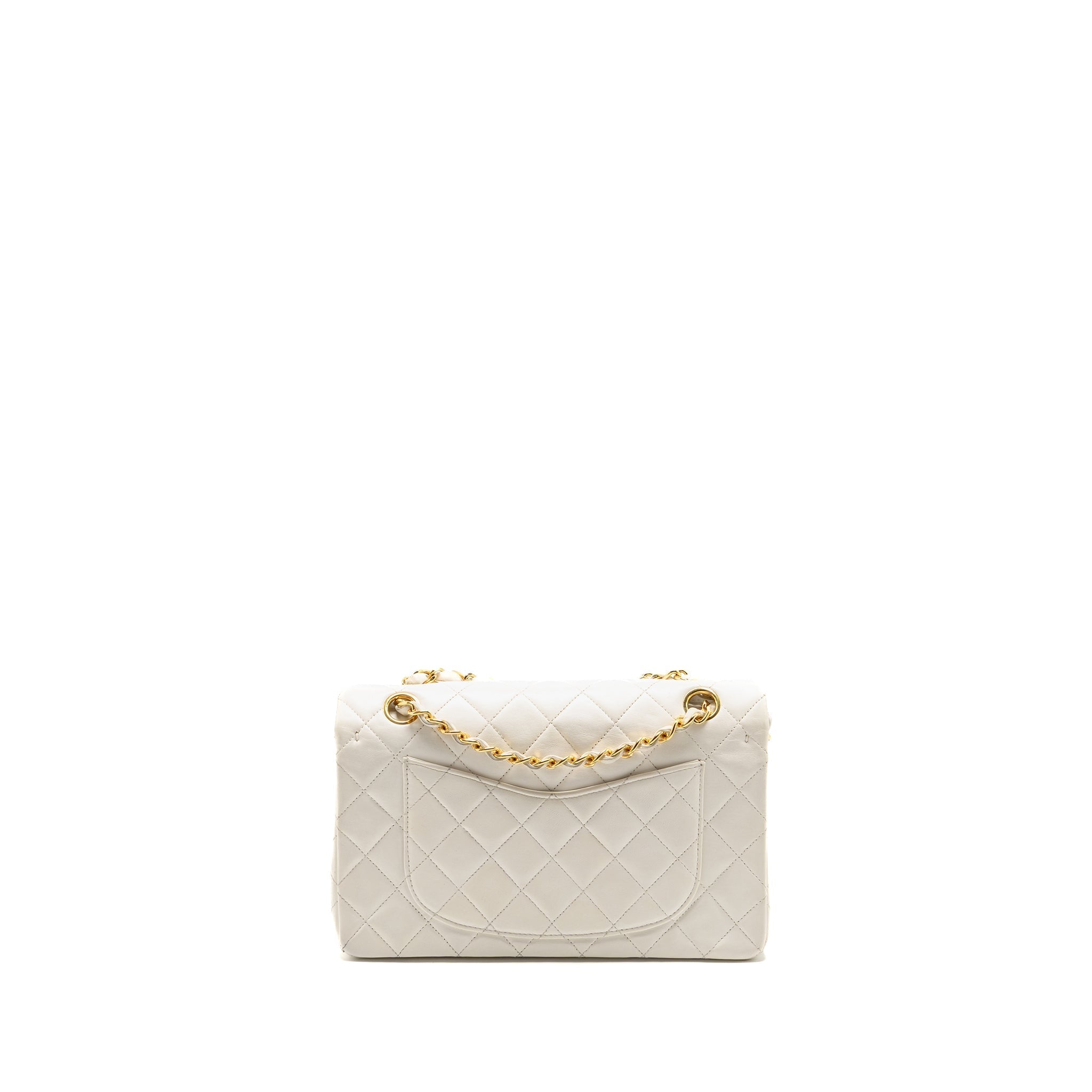 chanel-vintage-small-classic-double-flap-bag-lambskin-white-ghw