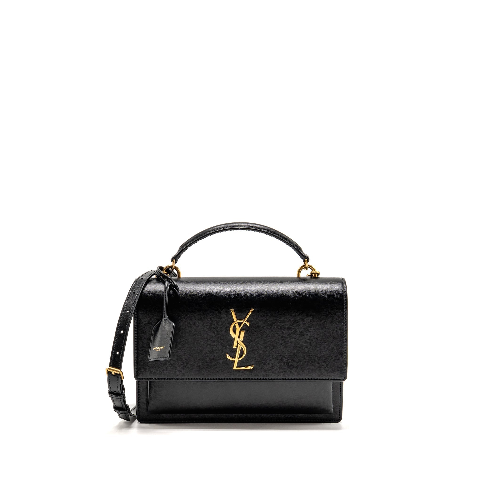 saint-laurent-ysl-medium-top-handle-sunset-bag-calfskin-black-ghw