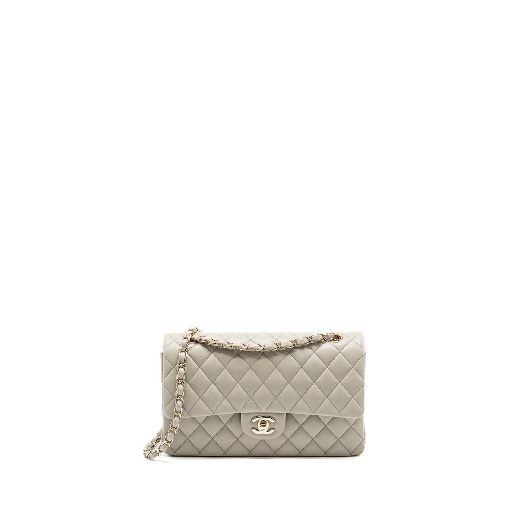 chanel-medium-classic-double-flap-bag-lambskin-light-grey-lghw-microchip-copy-1