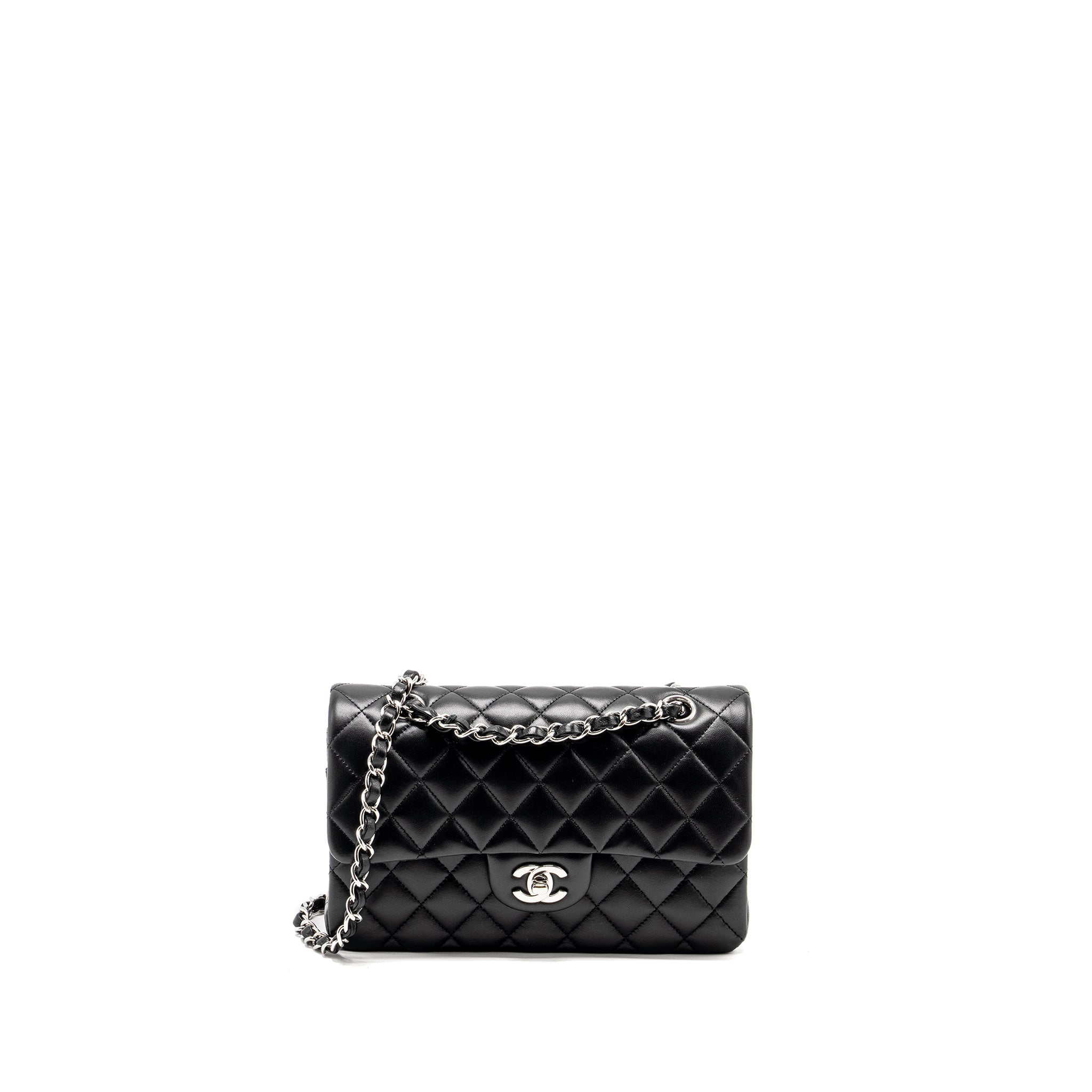 chanel-small-classic-double-flap-bag-lambskin-black-shw-microchip-1