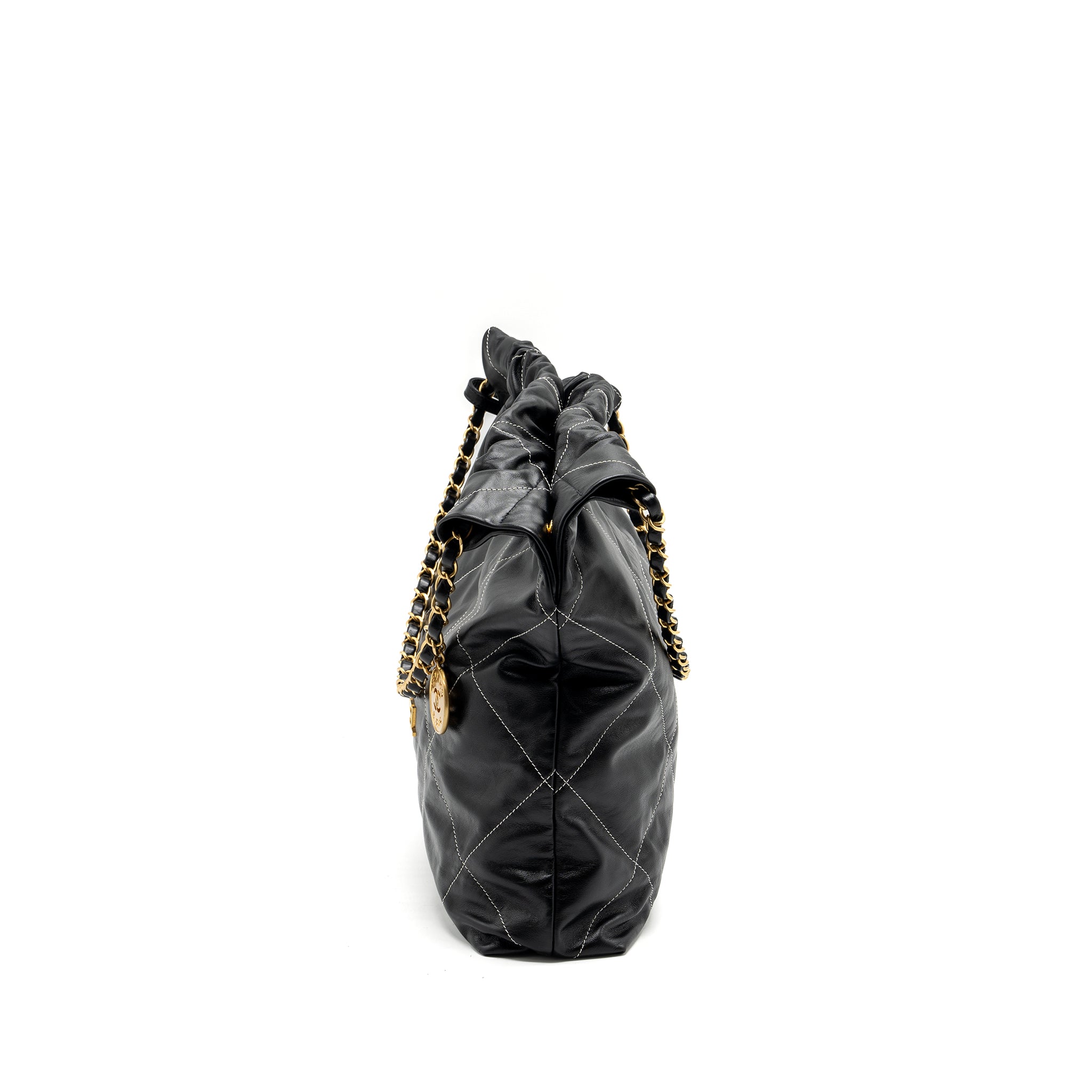 chanel-medium-22-bag-shiny-calfskin-black-with-white-stitching-gold-letter-ghw