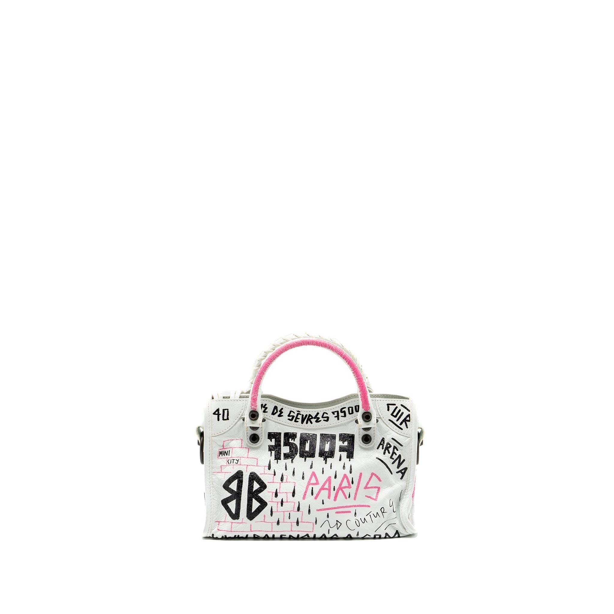 balenciaga-city-graffiti-classic-studs-bag-leather-white-pink-black-with-black-hardware